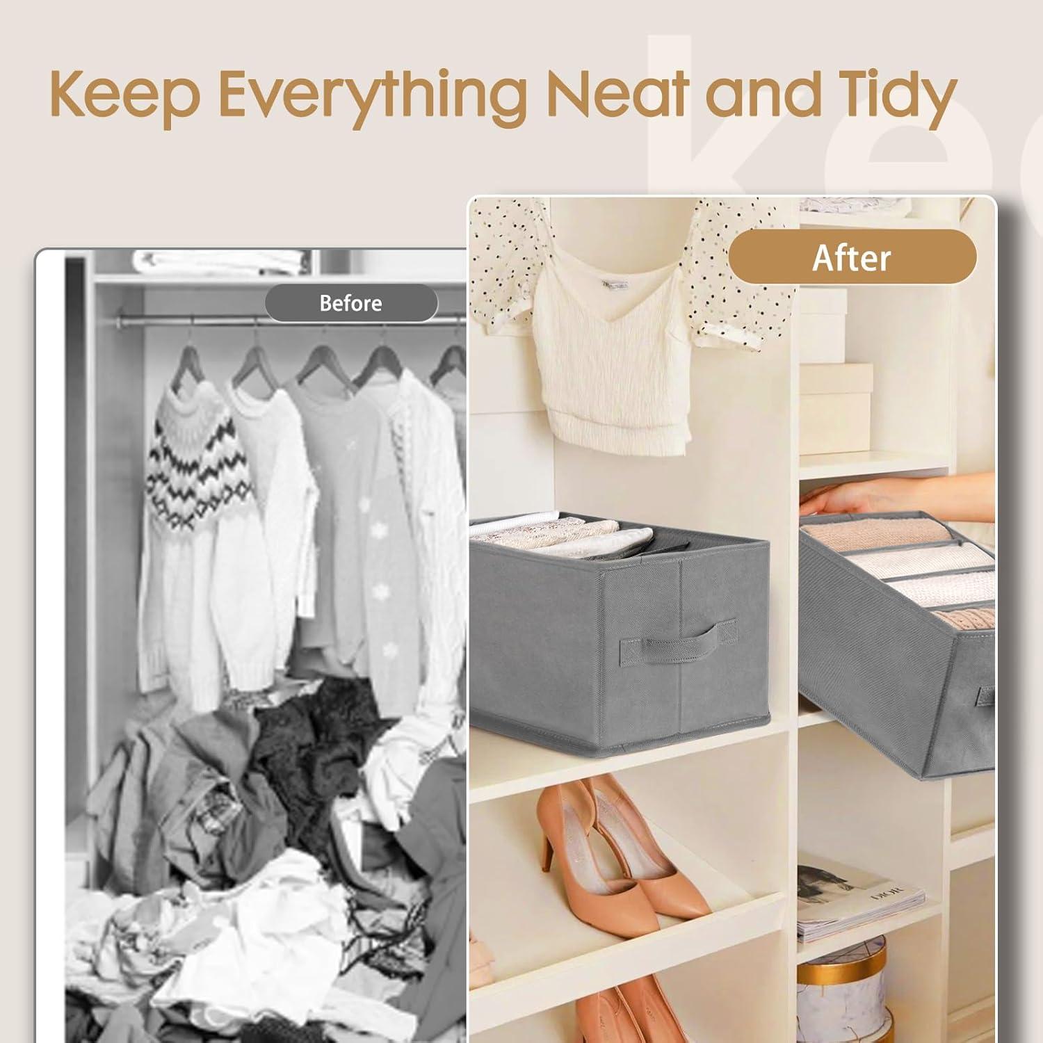 Organizadores de Ropa Criusia 6 Piezas Gris 33 Compartimentos