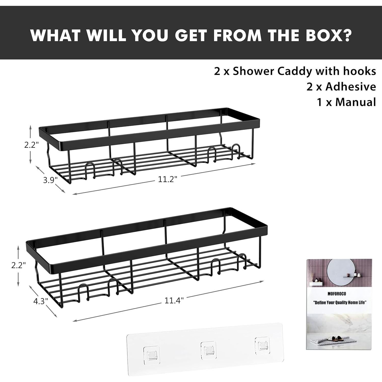 Estante de Ducha Moforoco 2Pack Negro A Prueba de Óxido