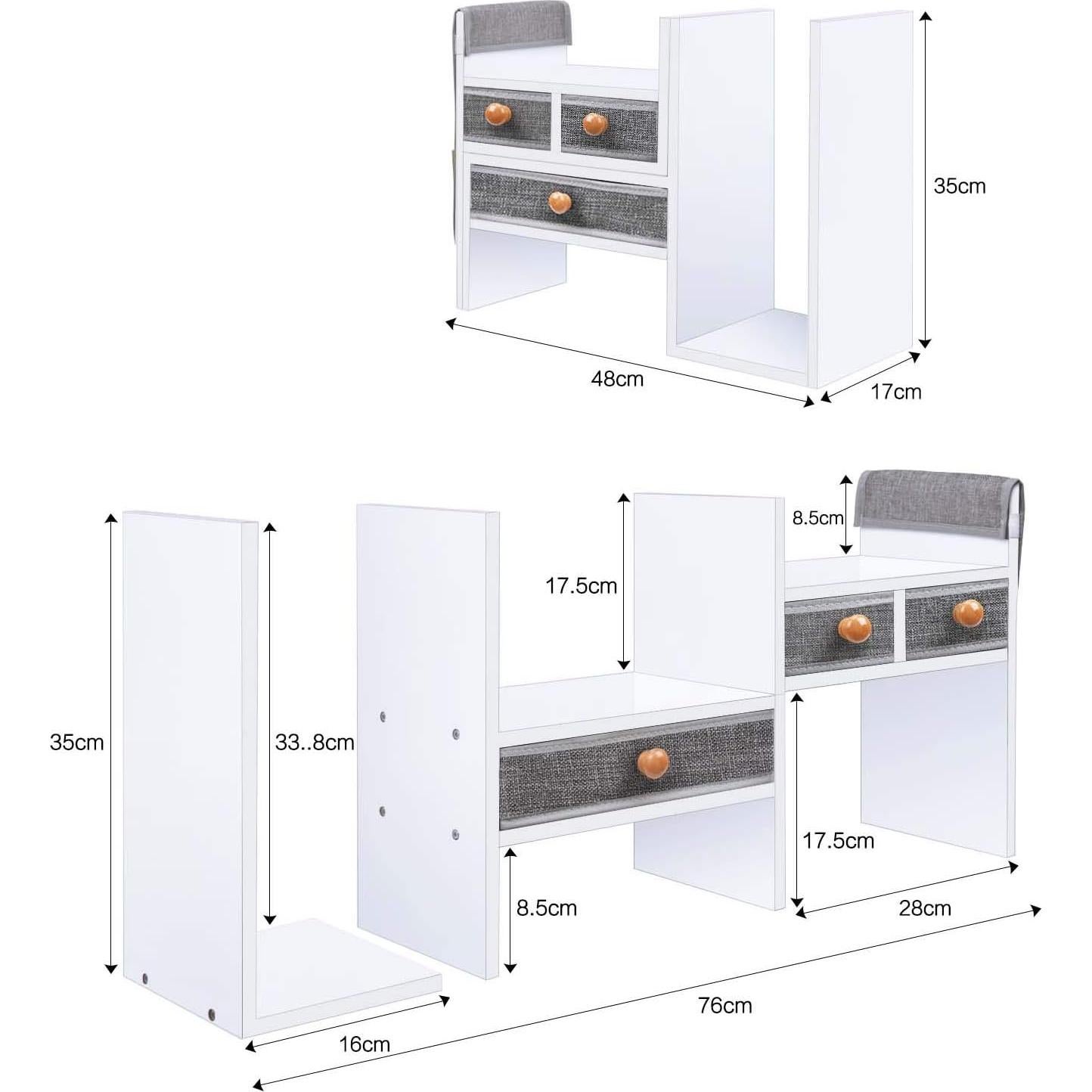 Estante de Escritorio X-cosrack Blanco con 3 Cajones