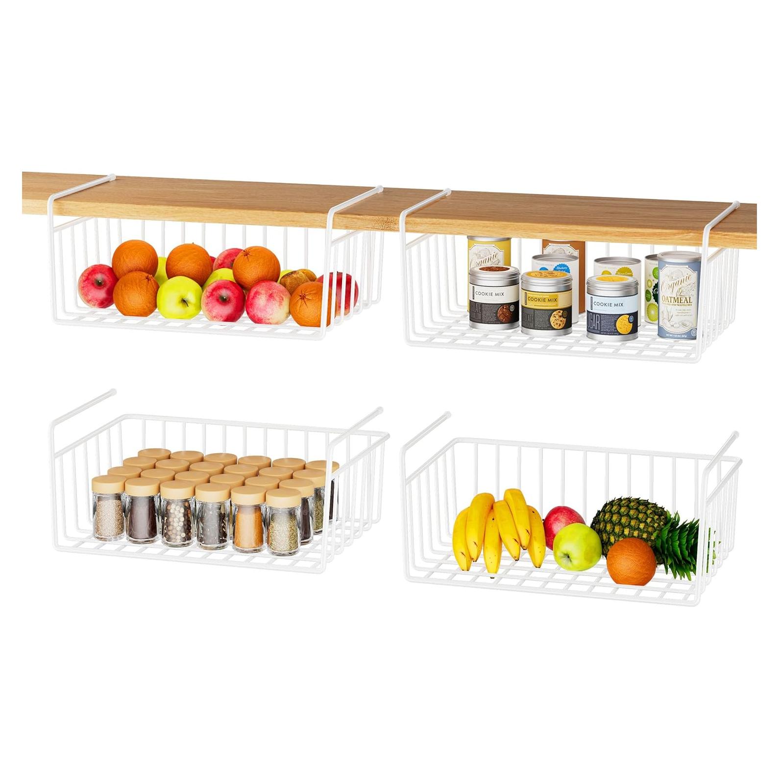 Cesta de Almacenamiento Bajo Estante SUFAUY 4 PCS Blanca