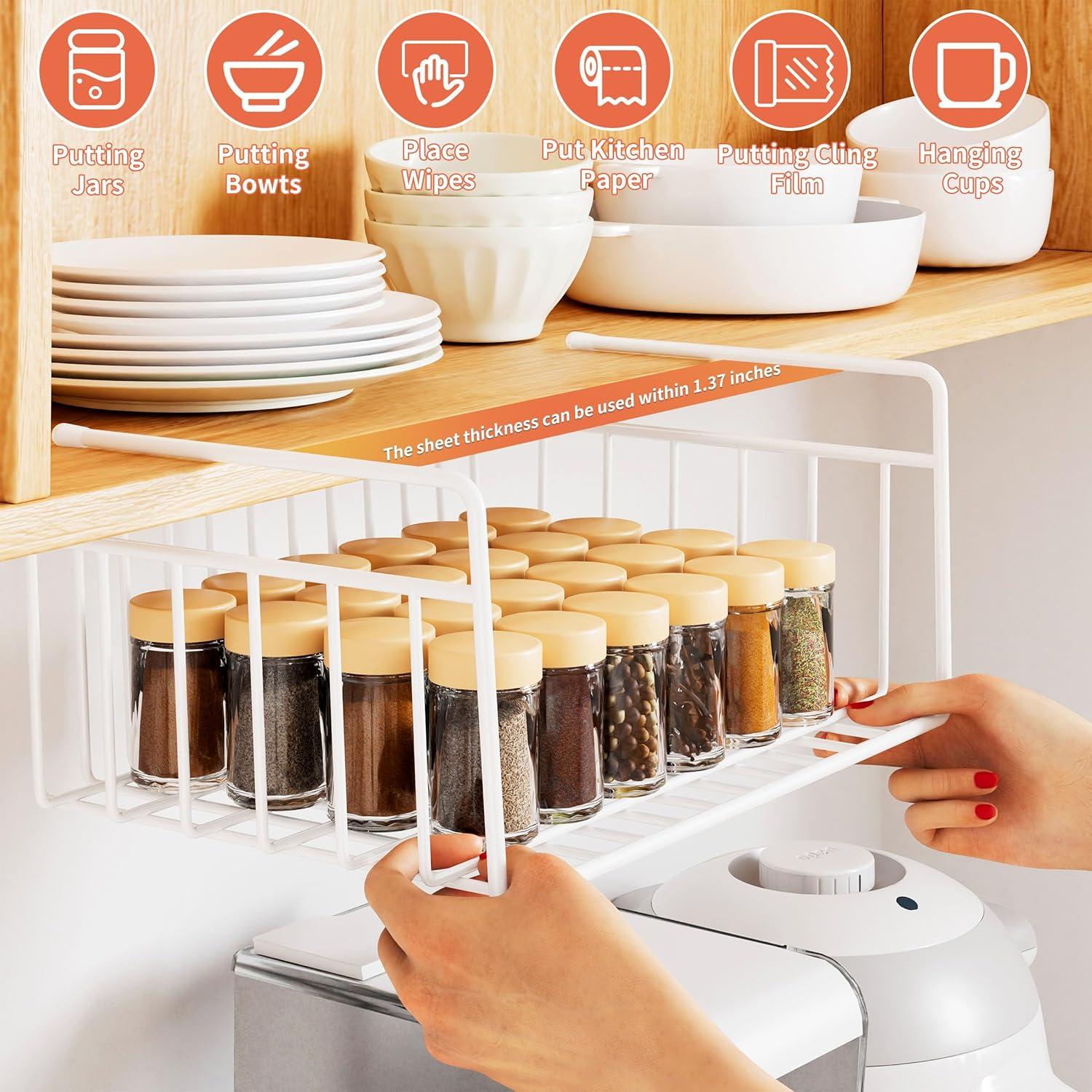 Cesta de Almacenamiento Bajo Estante SUFAUY 4 PCS Blanca