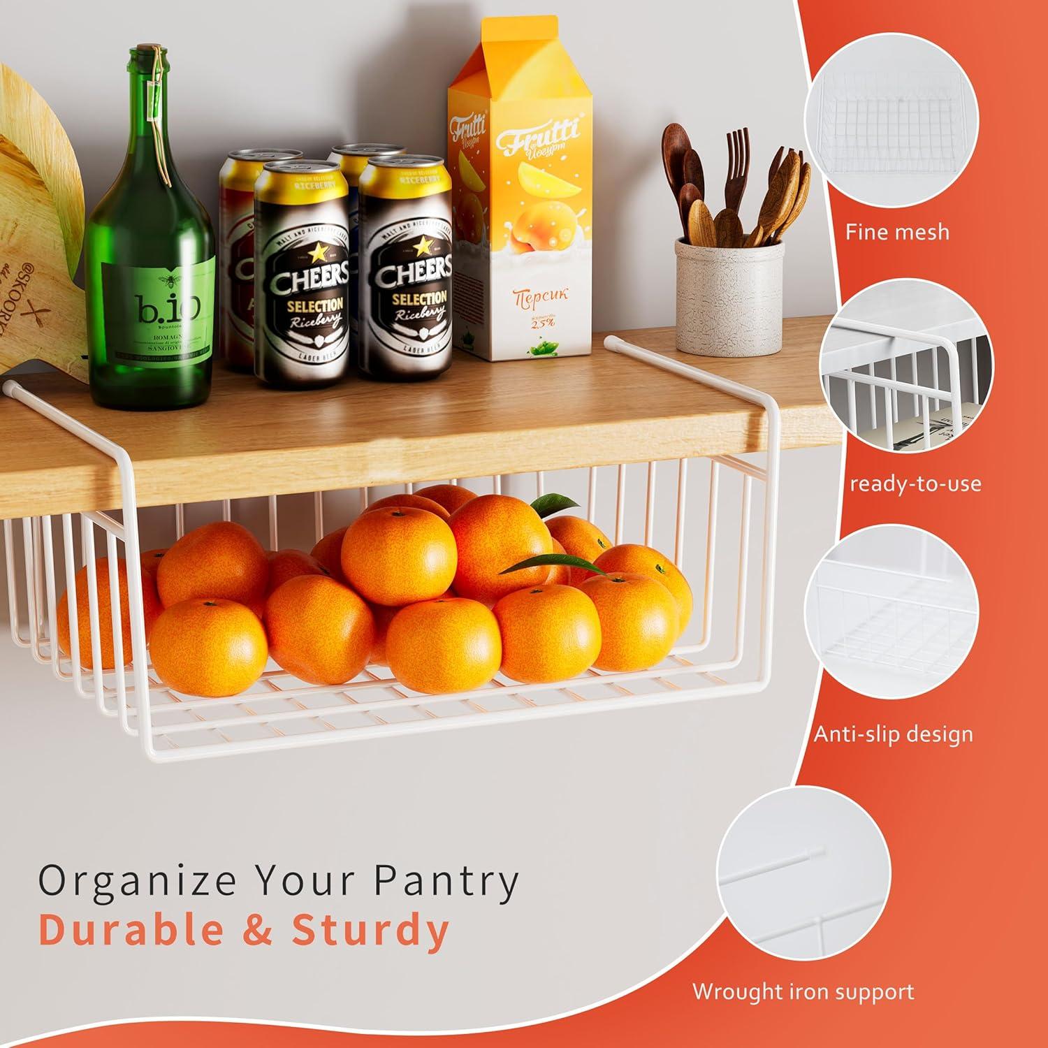 Cesta de Almacenamiento Bajo Estante SUFAUY 4 PCS Blanca