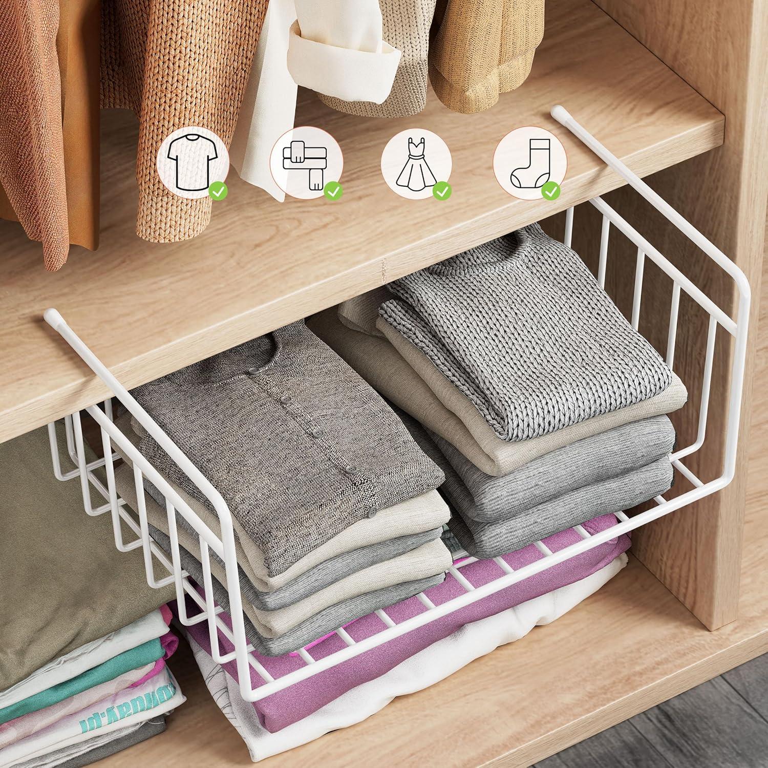 Cesta de Almacenamiento Bajo Estante SUFAUY 4 PCS Blanca