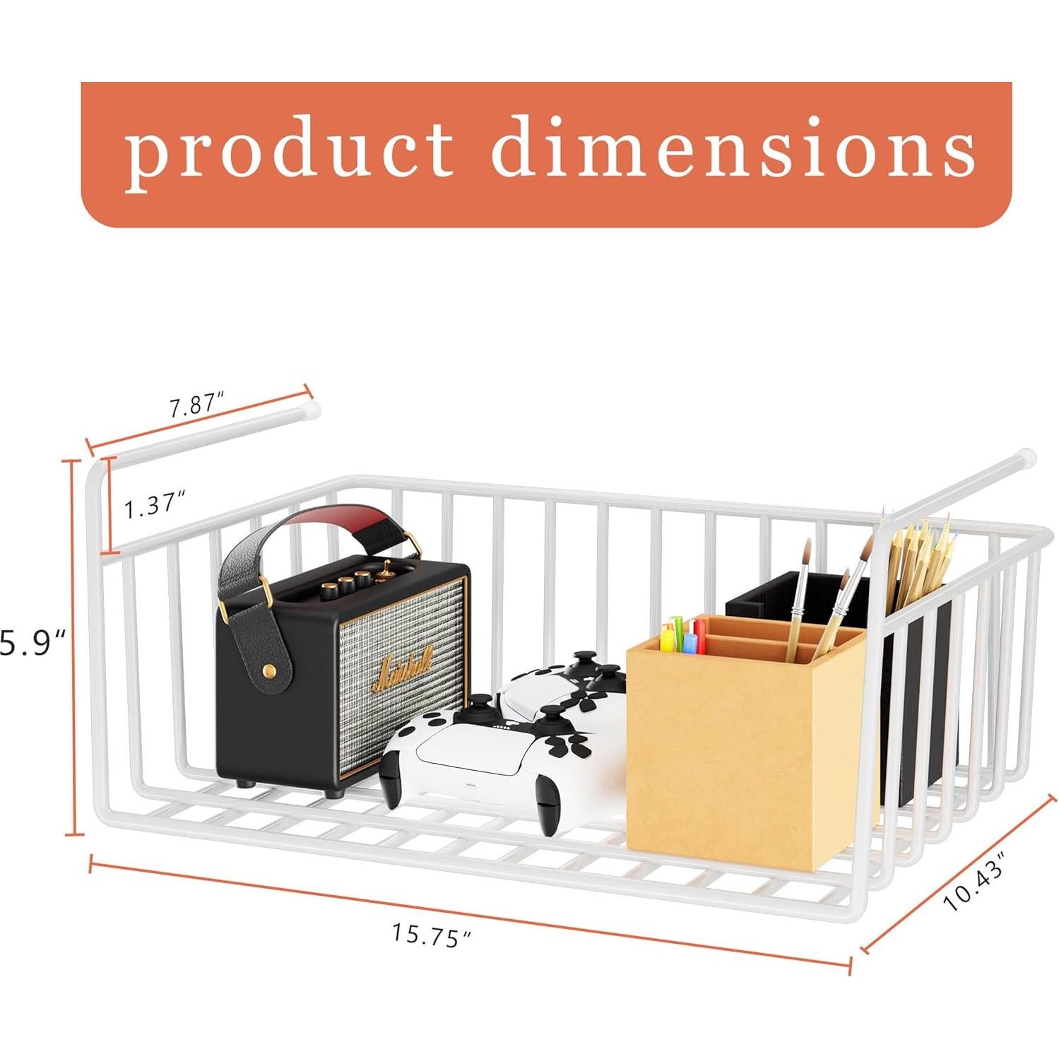 Cesta de Almacenamiento Bajo Estante SUFAUY 4 PCS Blanca