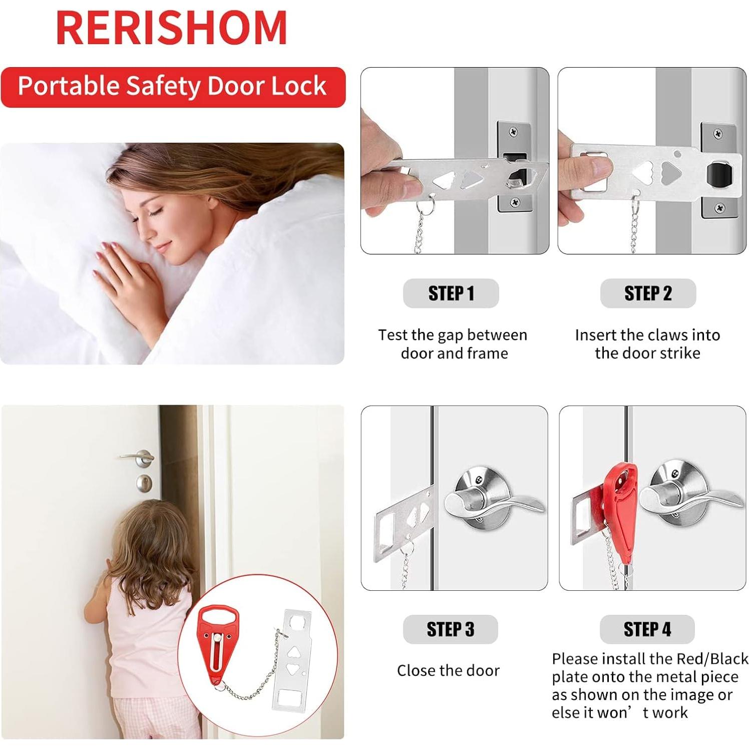 Cerradura de Puerta Portátil Rerishom 2 Piezas Seguridad