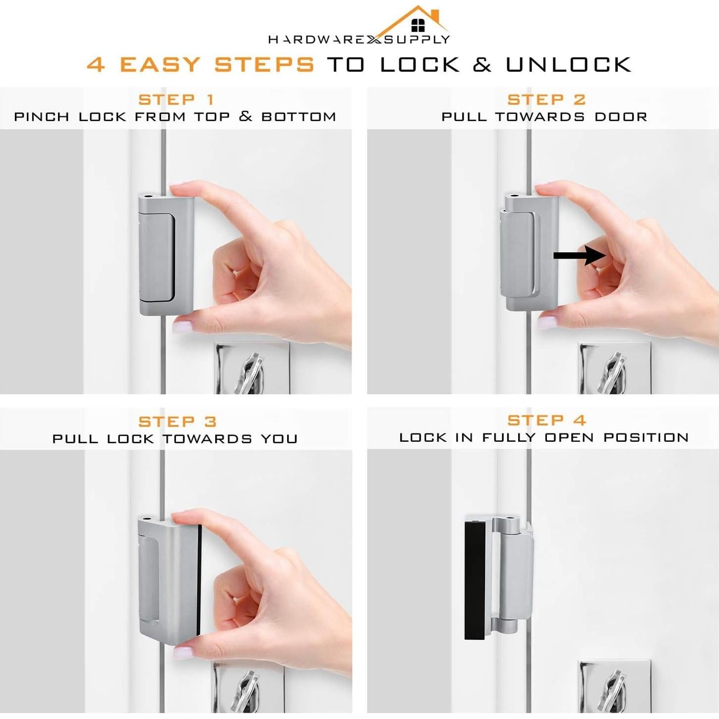 Cerradura de Refuerzo HardwareX 2 Paquetes Blanco 7,62 cm