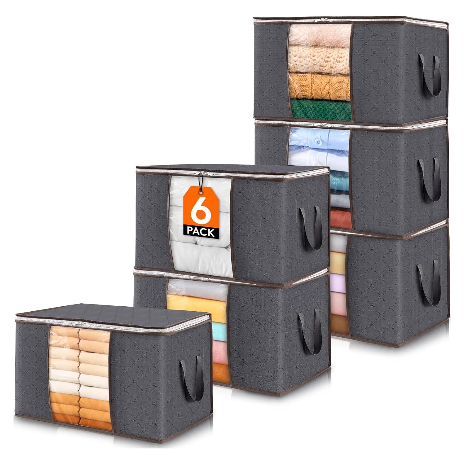 Contenedores de Almacenamiento Lifewit 6 Piezas 60L Gris