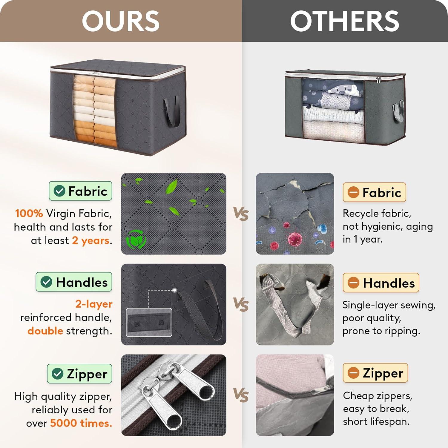 Contenedores de Almacenamiento Lifewit 6 Piezas 60L Gris