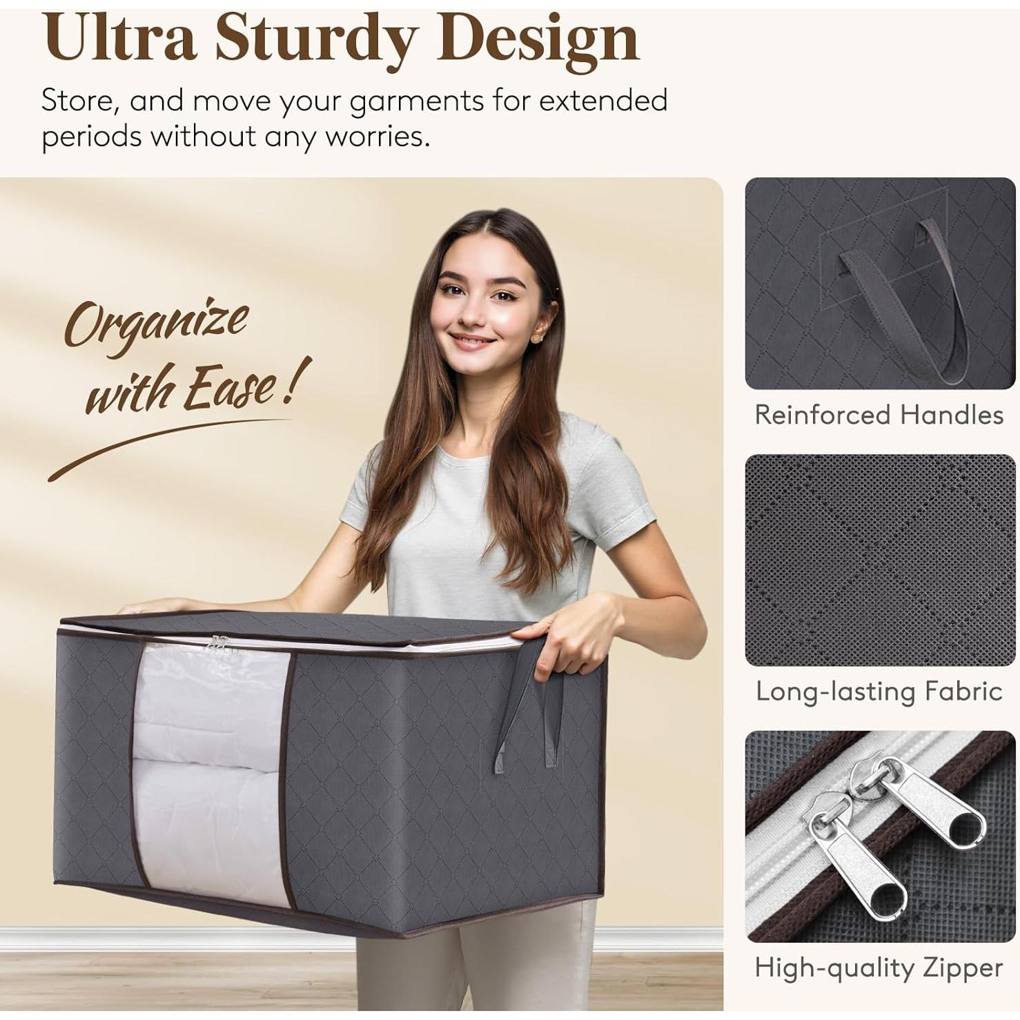 Contenedores de Almacenamiento Lifewit 6 Piezas 60L Gris