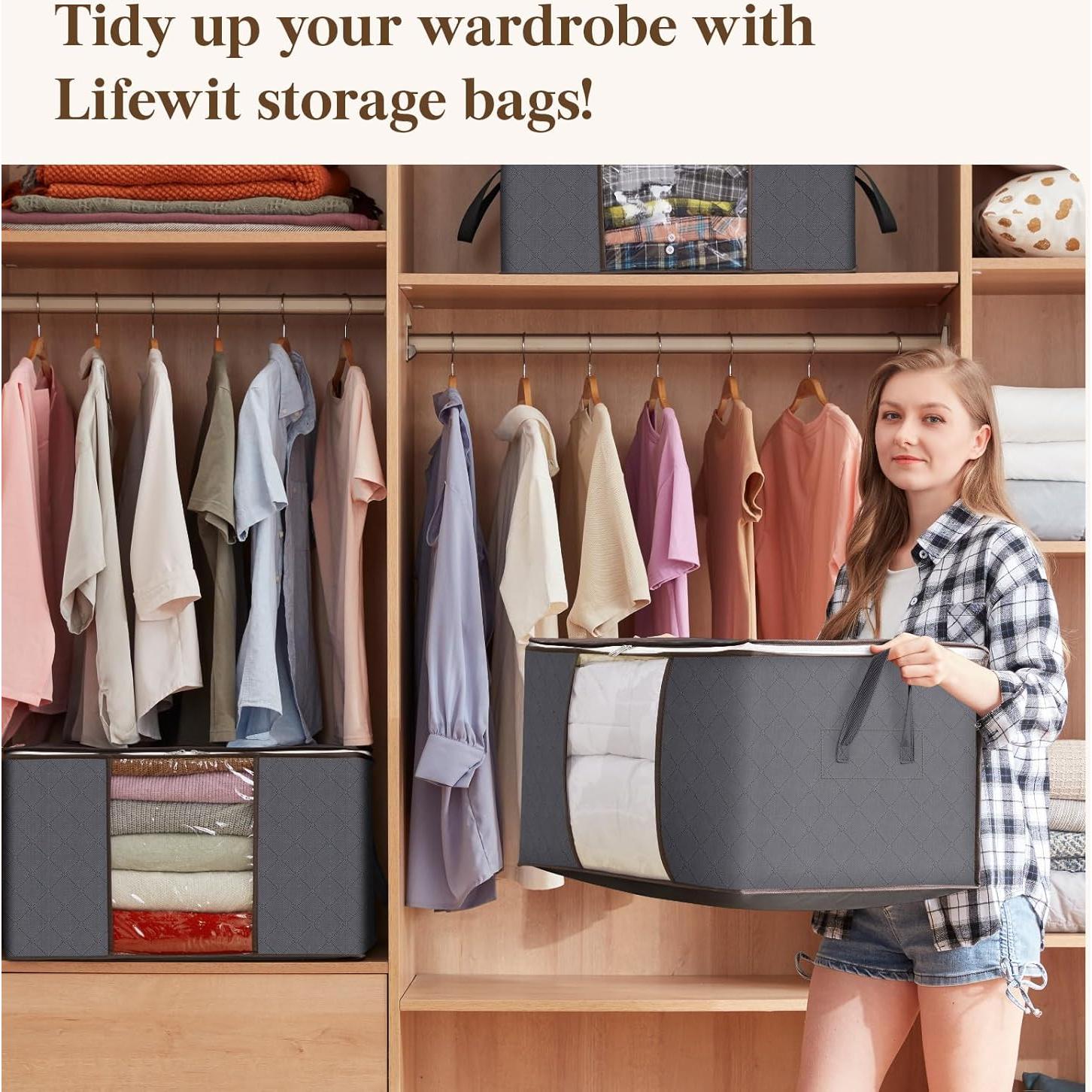 Contenedores de Almacenamiento Lifewit 6 Piezas 60L Gris