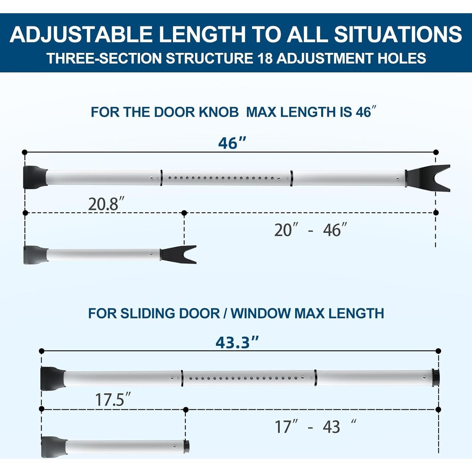 Paquete de 2 Barras de Seguridad Rerishom para Puertas