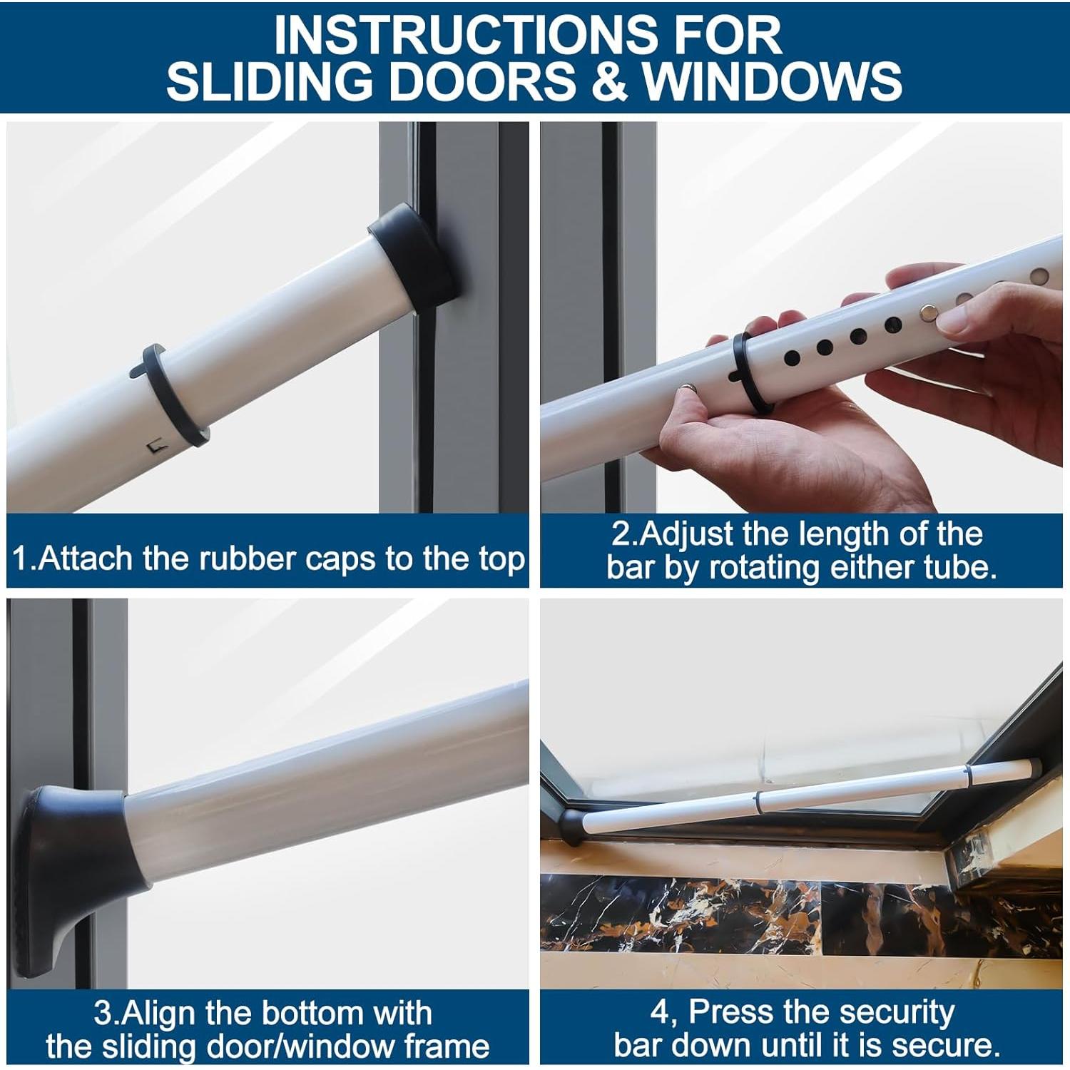 Paquete de 2 Barras de Seguridad Rerishom para Puertas