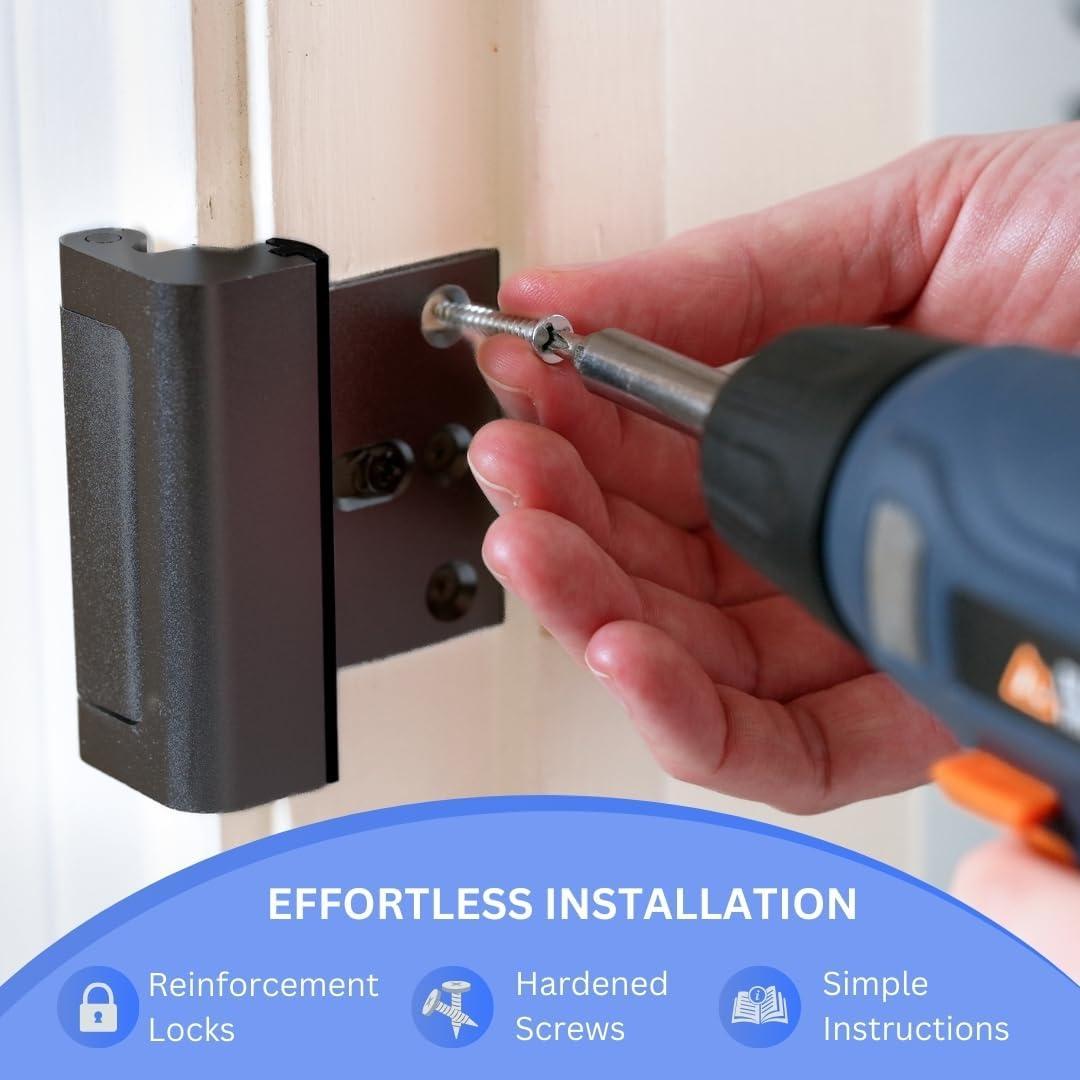 Cerradura de Refuerzo A-Four para Puertas - Aluminio Negro