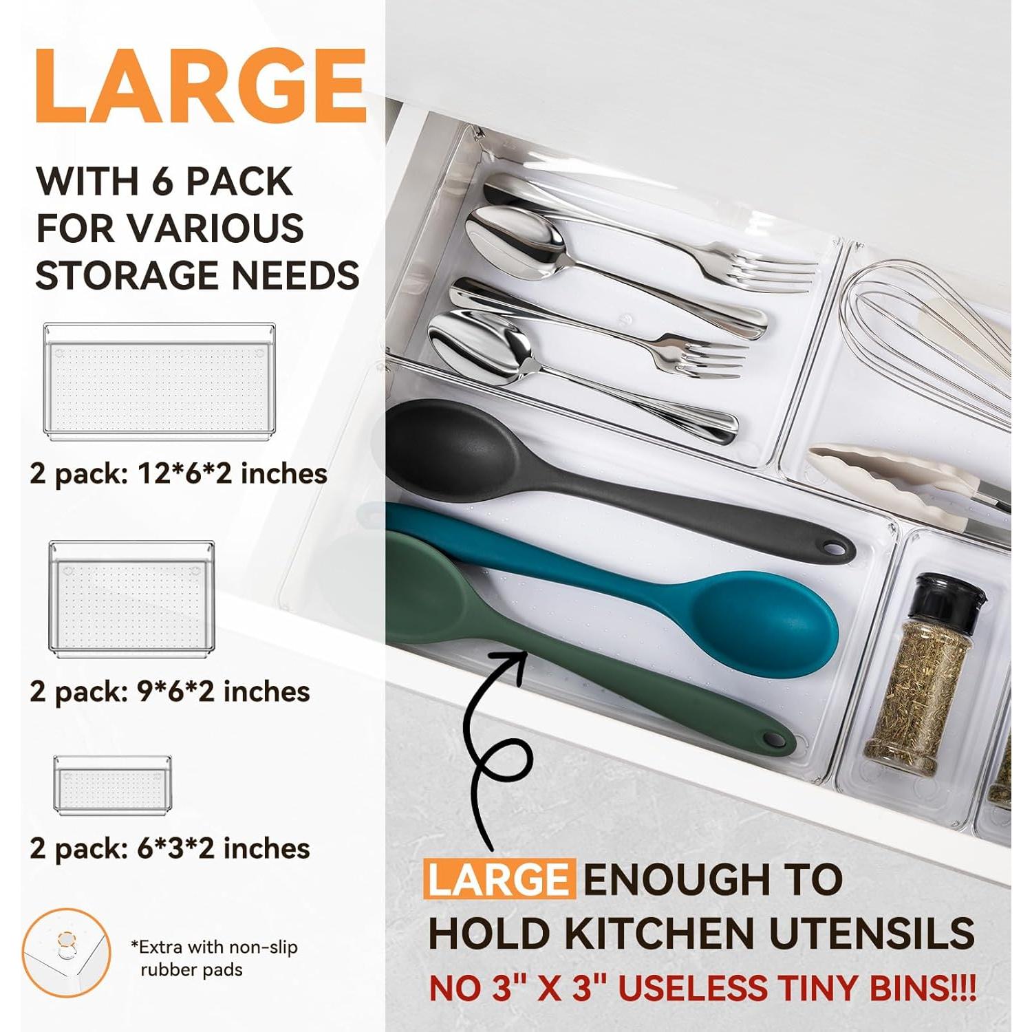 Organizador de Cajones Criusia 6 Piezas Plástico Transparente