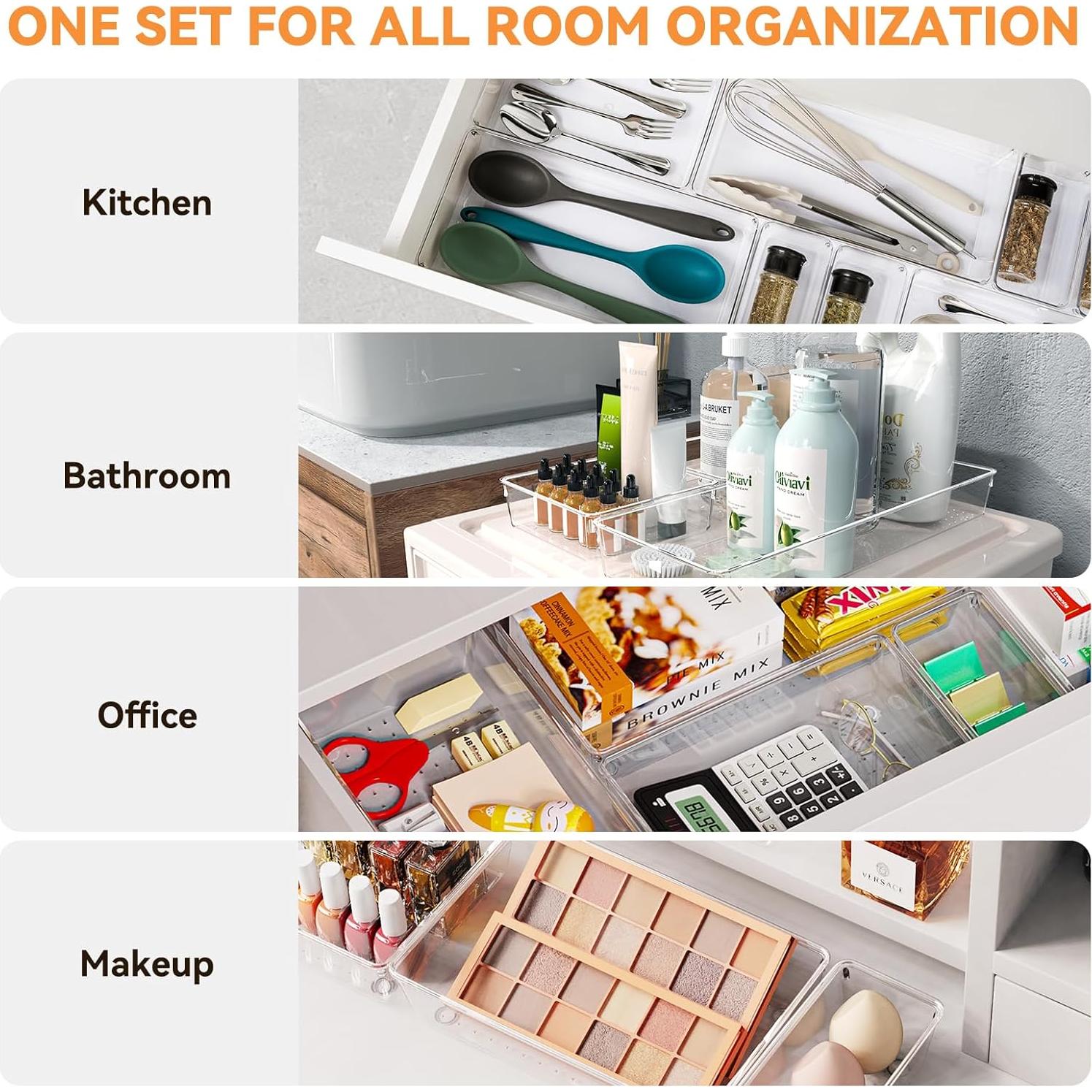 Organizador de Cajones Criusia 6 Piezas Plástico Transparente