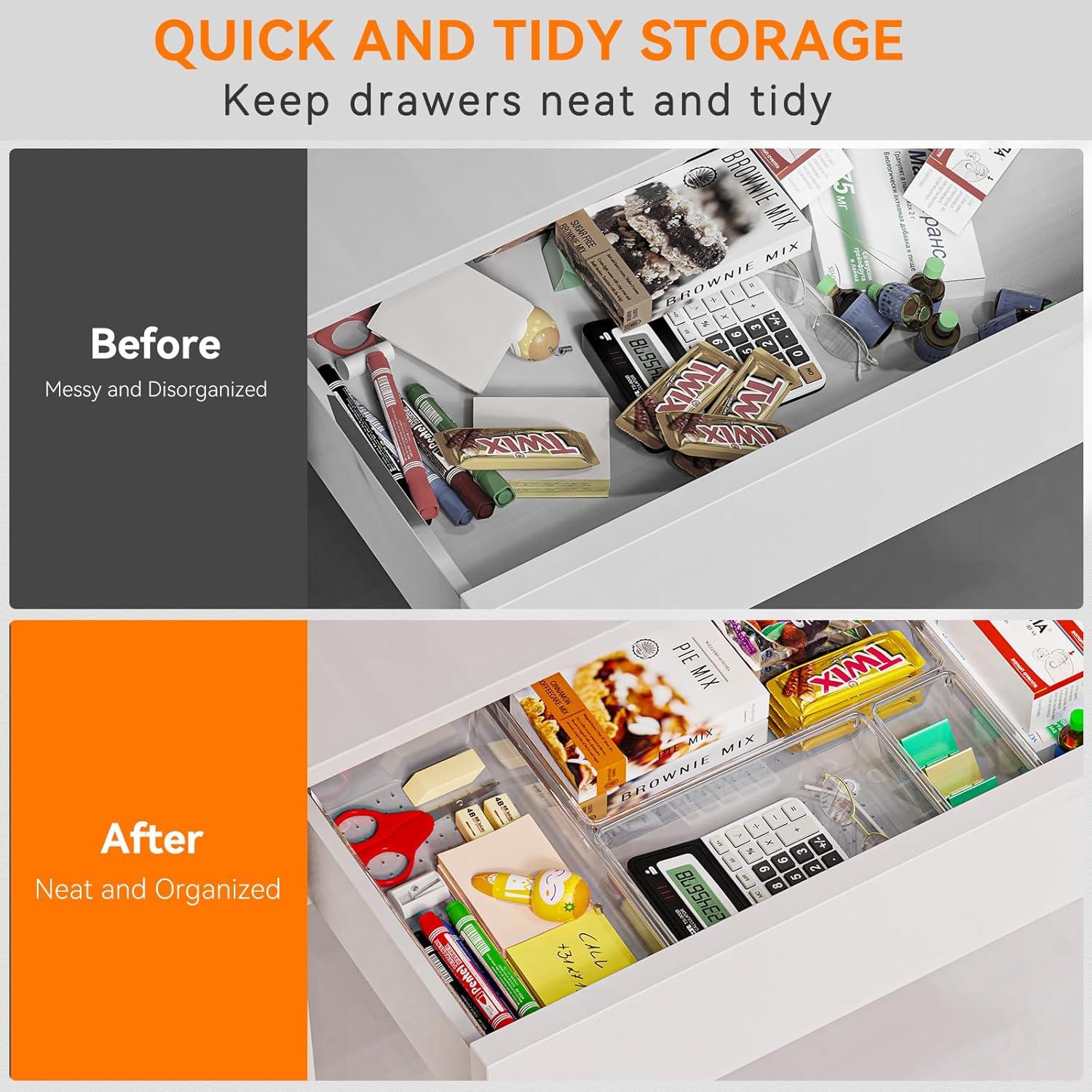 Organizador de Cajones Criusia 6 Piezas Plástico Transparente