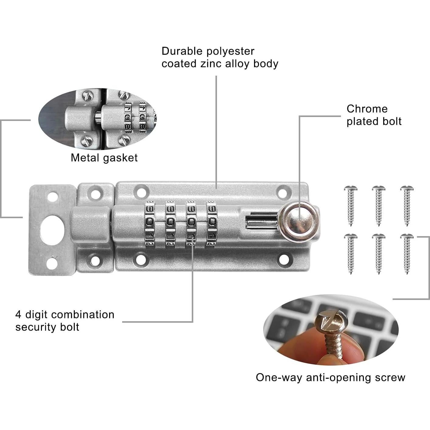 Cerrojo Combi de 4 Dígitos SISAV Plata Resistente al Óxido