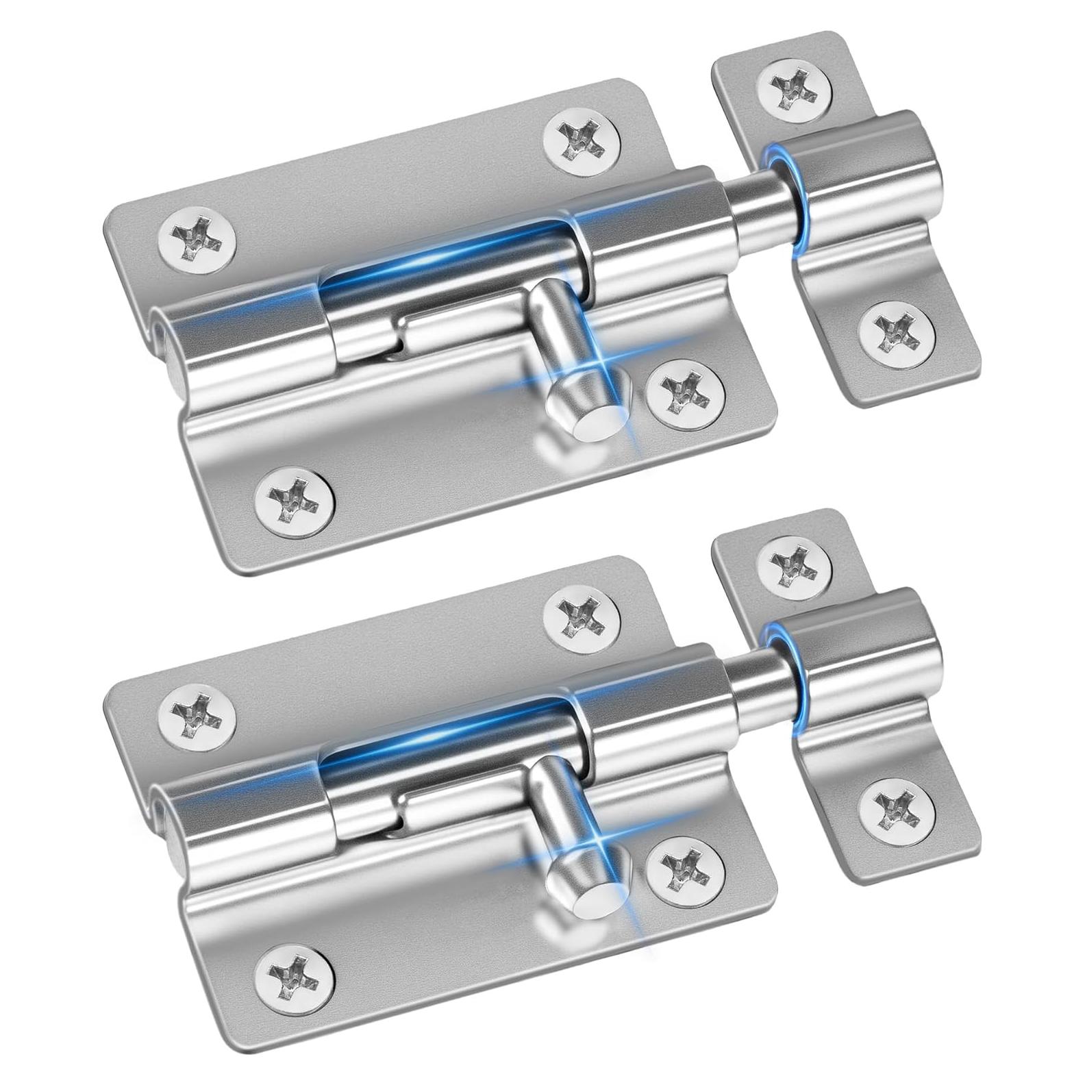 Cerradura deslizante de seguridad HELEMAN 2 Paquetes Plata