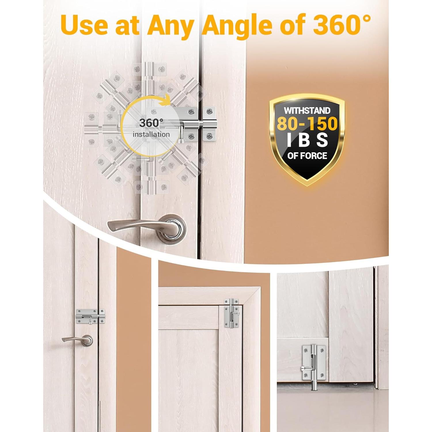 Cerradura deslizante de seguridad HELEMAN 2 Paquetes Plata