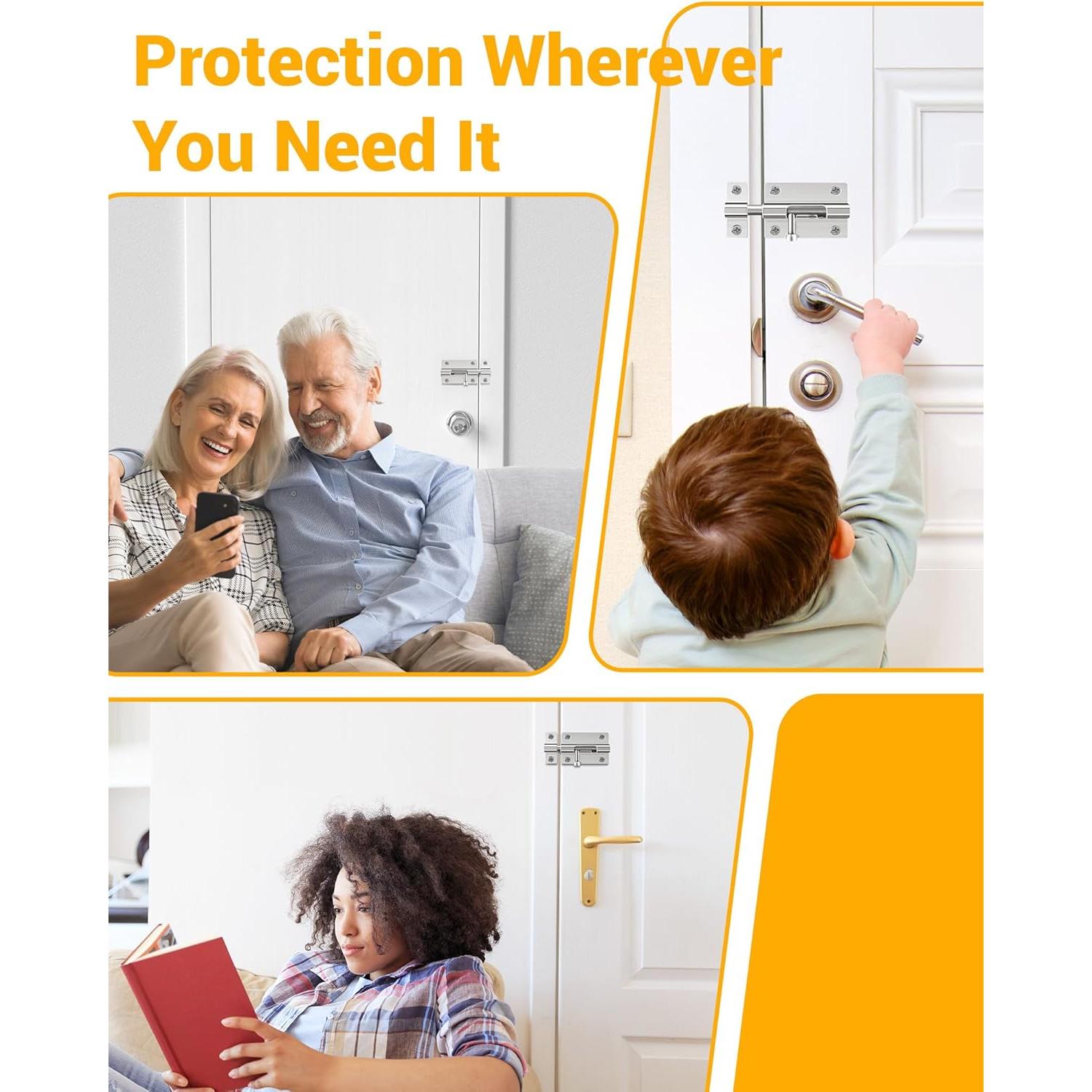 Cerradura deslizante de seguridad HELEMAN 2 Paquetes Plata