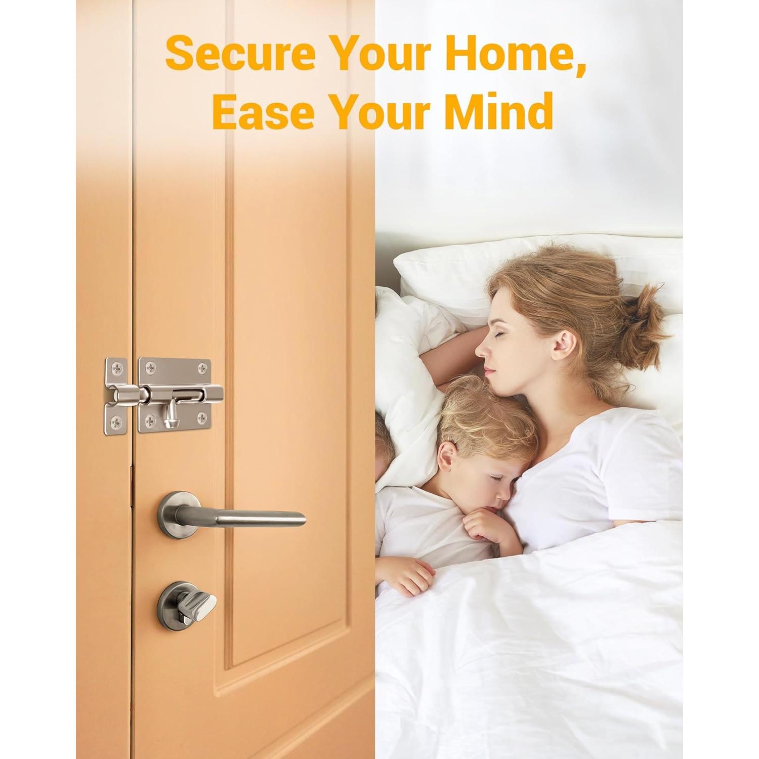 Cerradura deslizante de seguridad HELEMAN 2 Paquetes Plata