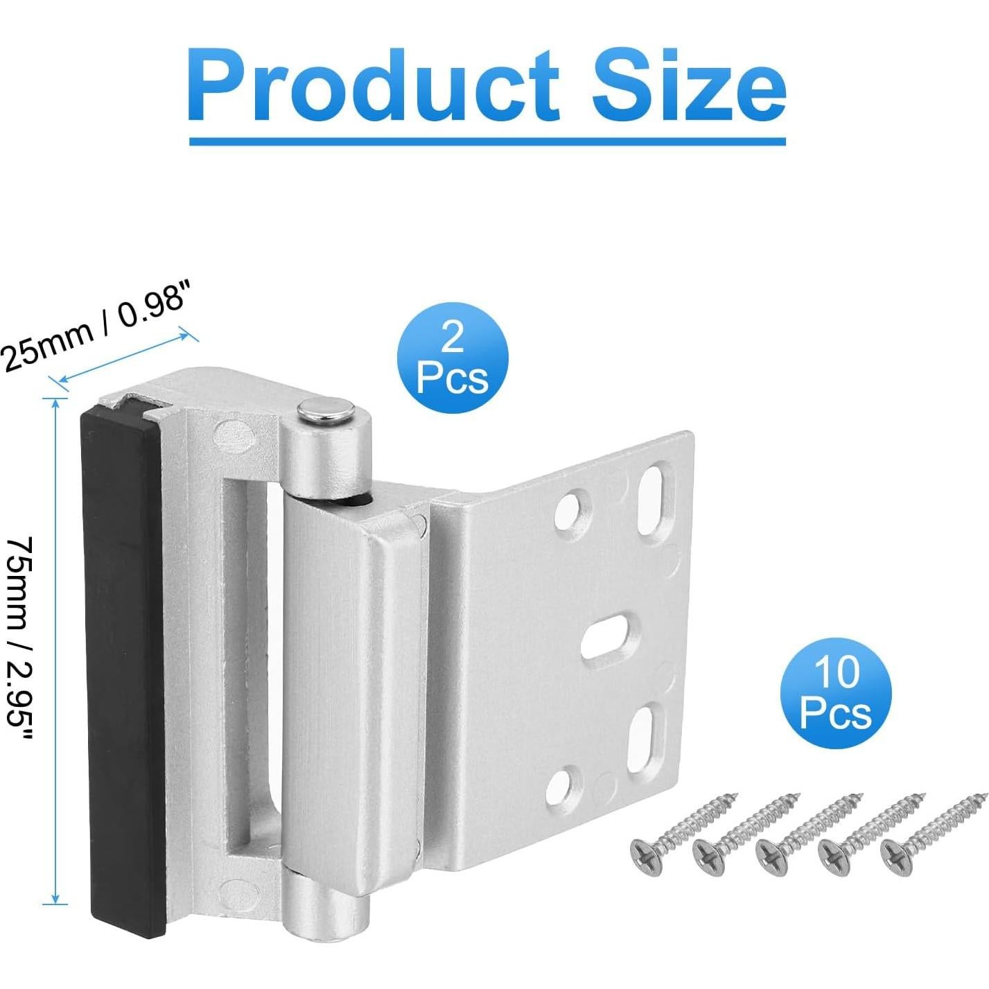 Cerradura de Refuerzo PATIKIL 2 Pcs Aluminio Plata