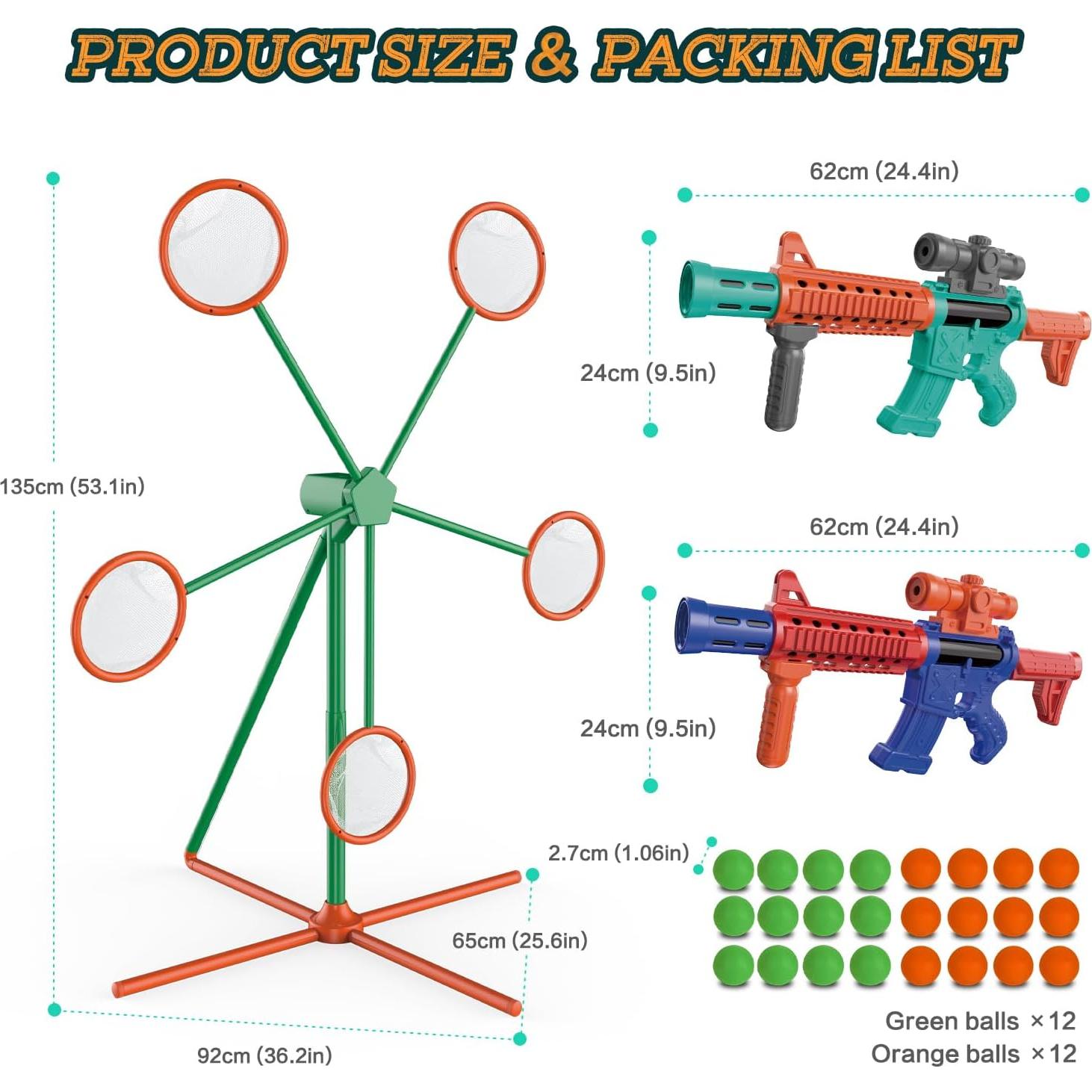 Juego de Tiro SHENZHENSHI con 2 Pistolas y Objetivo Móvil