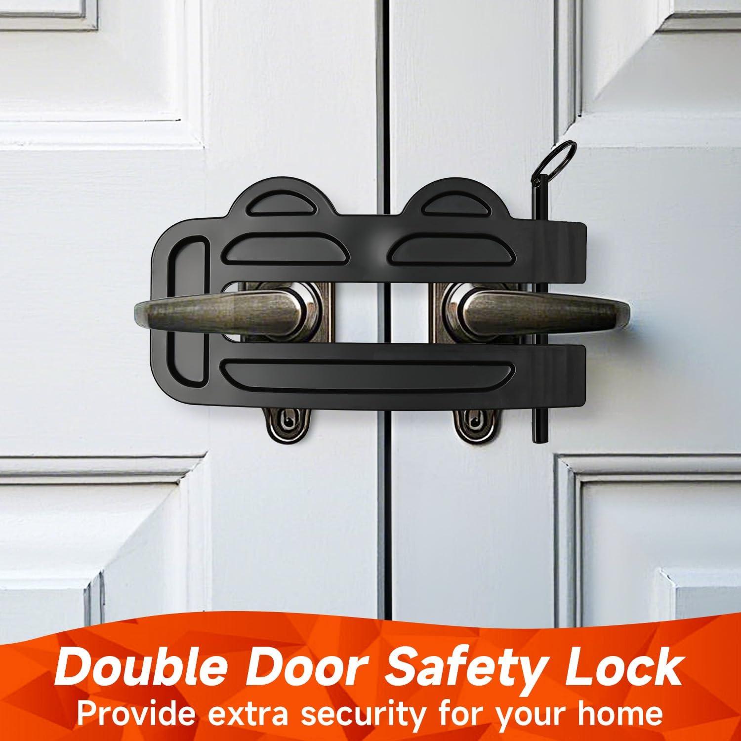 Cerradura de Doble Puerta OROILUPU Ajustable Seguridad Negro