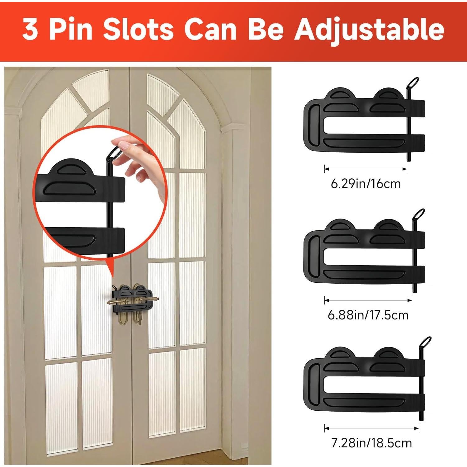 Cerradura de Doble Puerta OROILUPU Ajustable Seguridad Negro