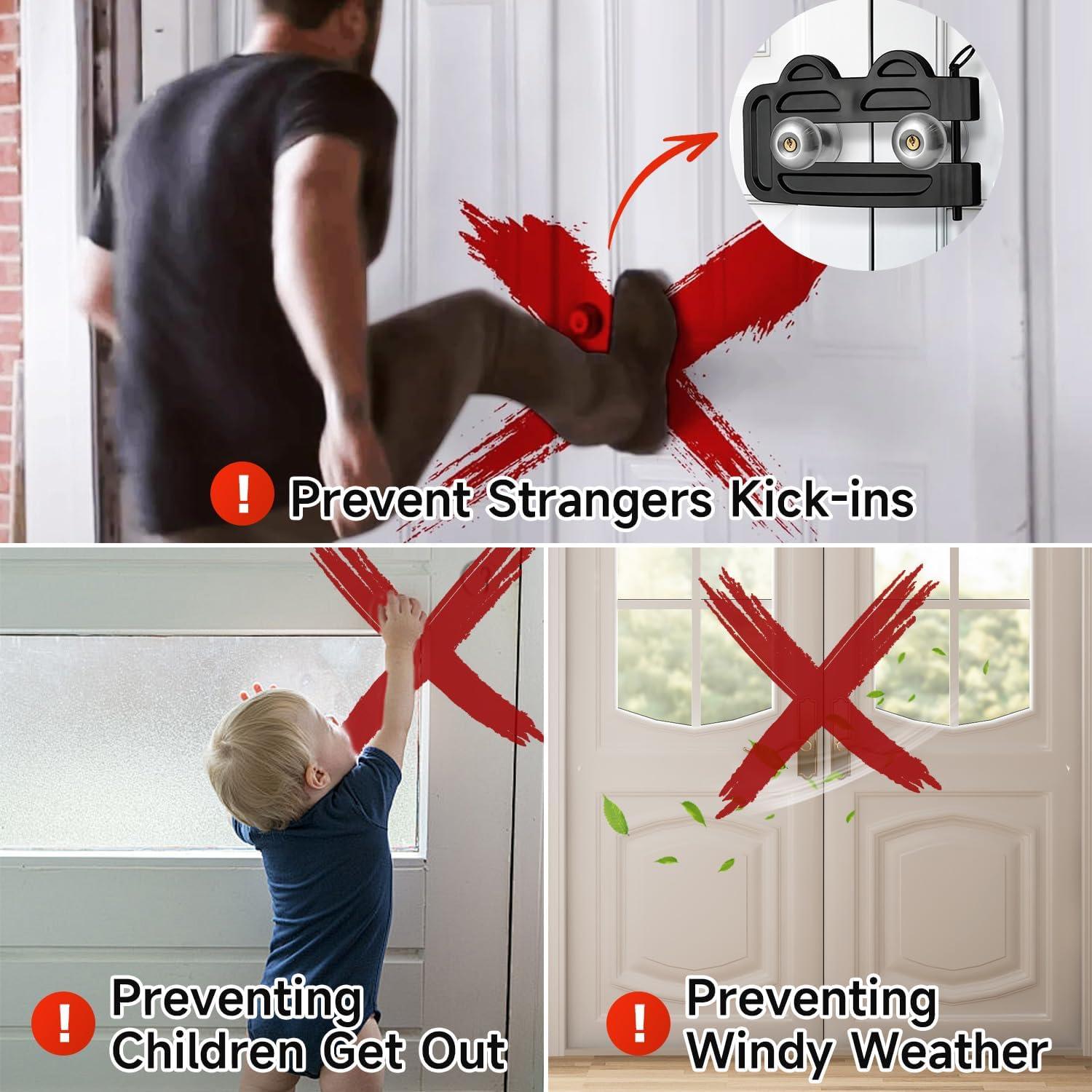 Cerradura de Doble Puerta OROILUPU Ajustable Seguridad Negro