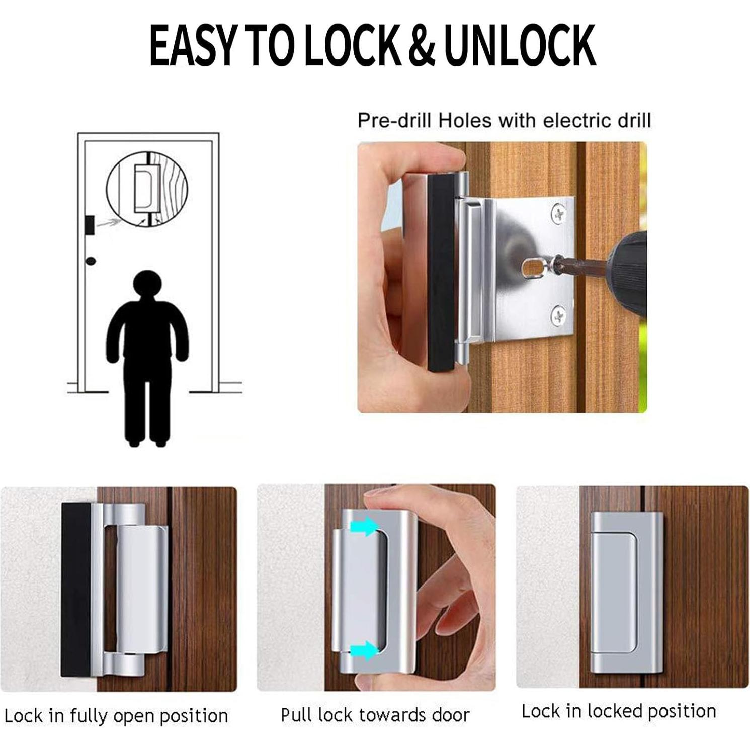 Cerradura de Refuerzo de Puerta Saihisday 3PCS Aluminio Blanco