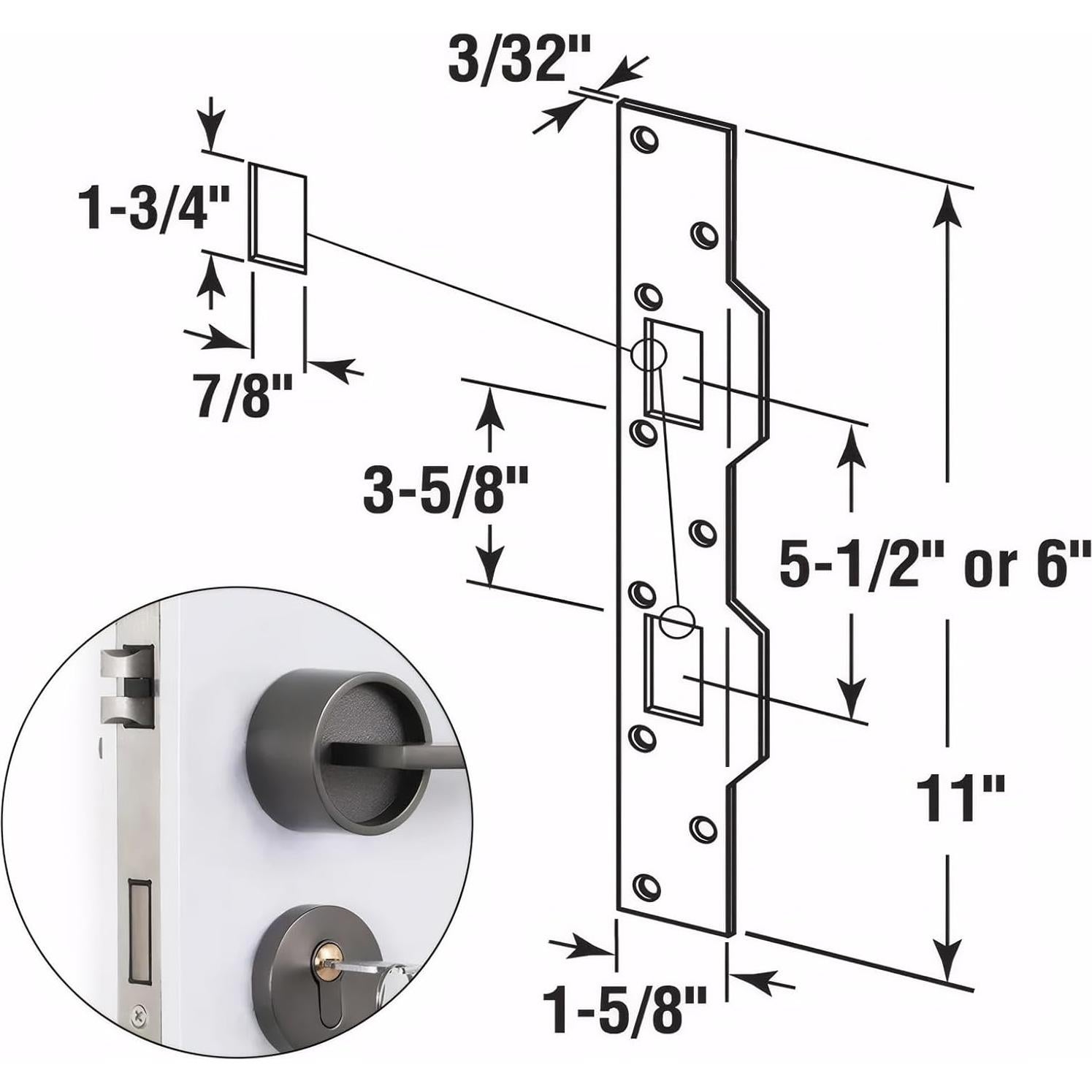 Placa de refuerzo para cerradura Primst 27.94x1.02cm Plata