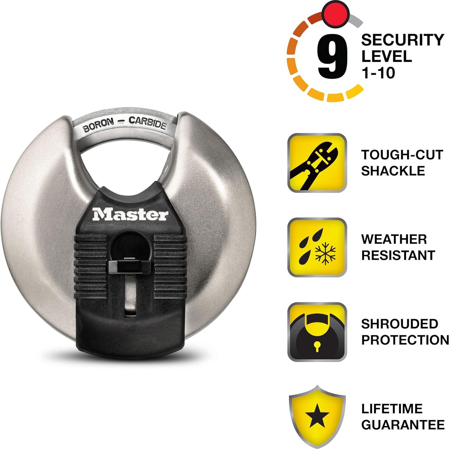 Candado Discóbolo Master Lock M50XD Acero Inoxidable 79mm