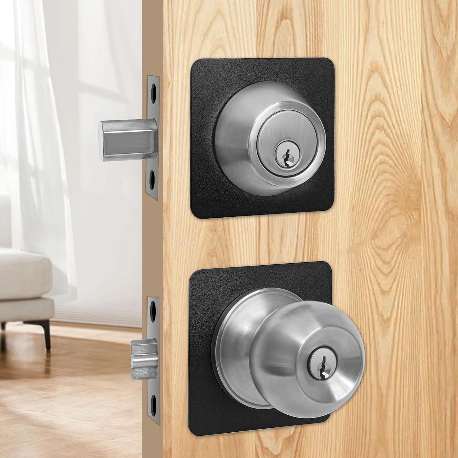 Placas de Pomo de Puerta MOSECYOU Cuadradas 4 Piezas Negro Mate