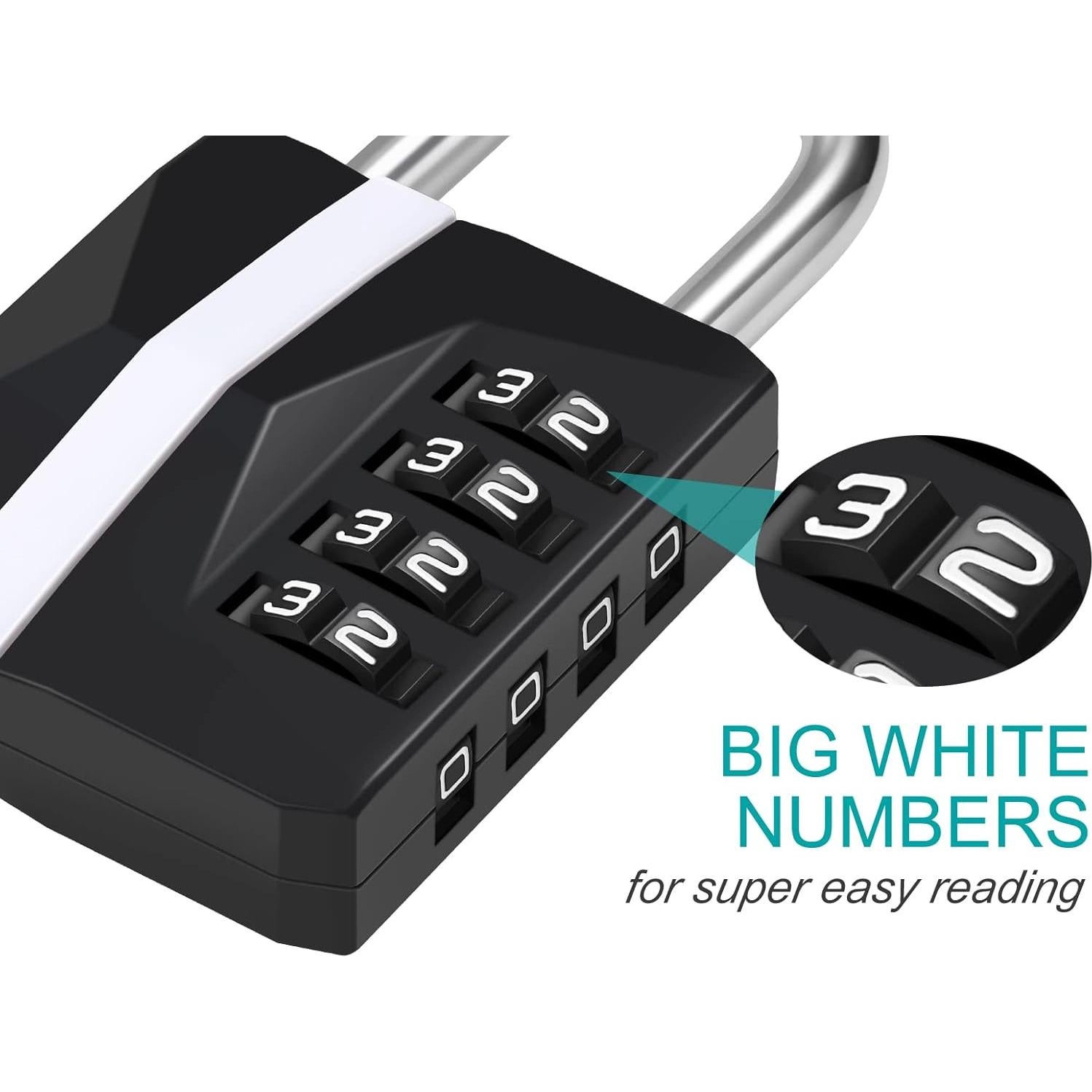 Candado de Combinación ZHEGE 4 Dígitos Resistente 2 Piezas