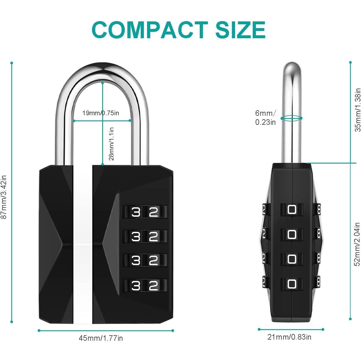 Candado de Combinación ZHEGE 4 Dígitos Resistente 2 Piezas