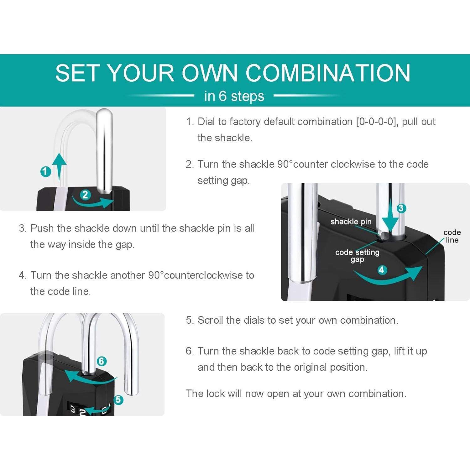 Candado de Combinación ZHEGE 4 Dígitos Resistente 2 Piezas