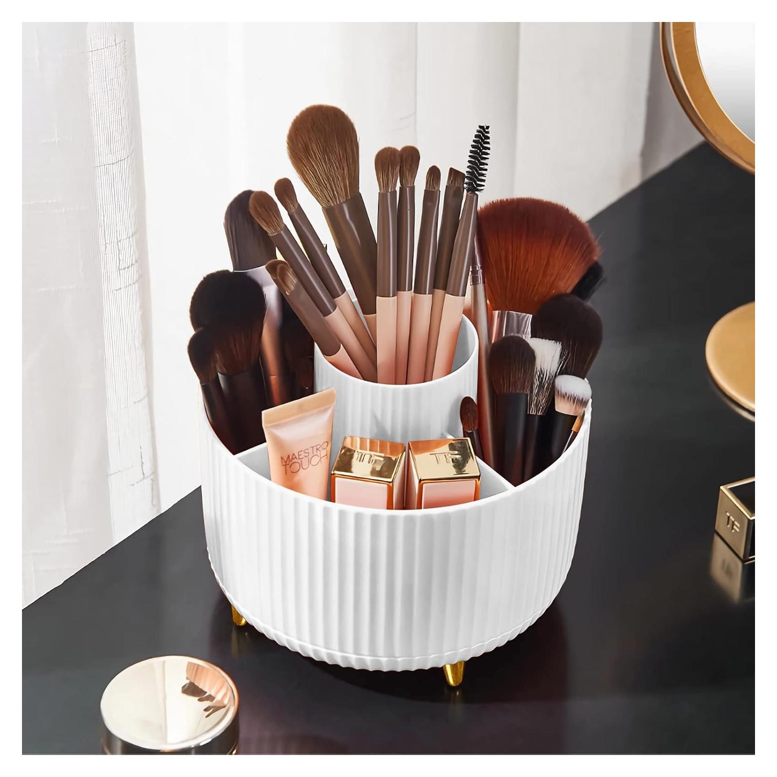 Organizador de Brochas de Maquillaje Rotatorio Diesisa Blanco 5 Compartimentos