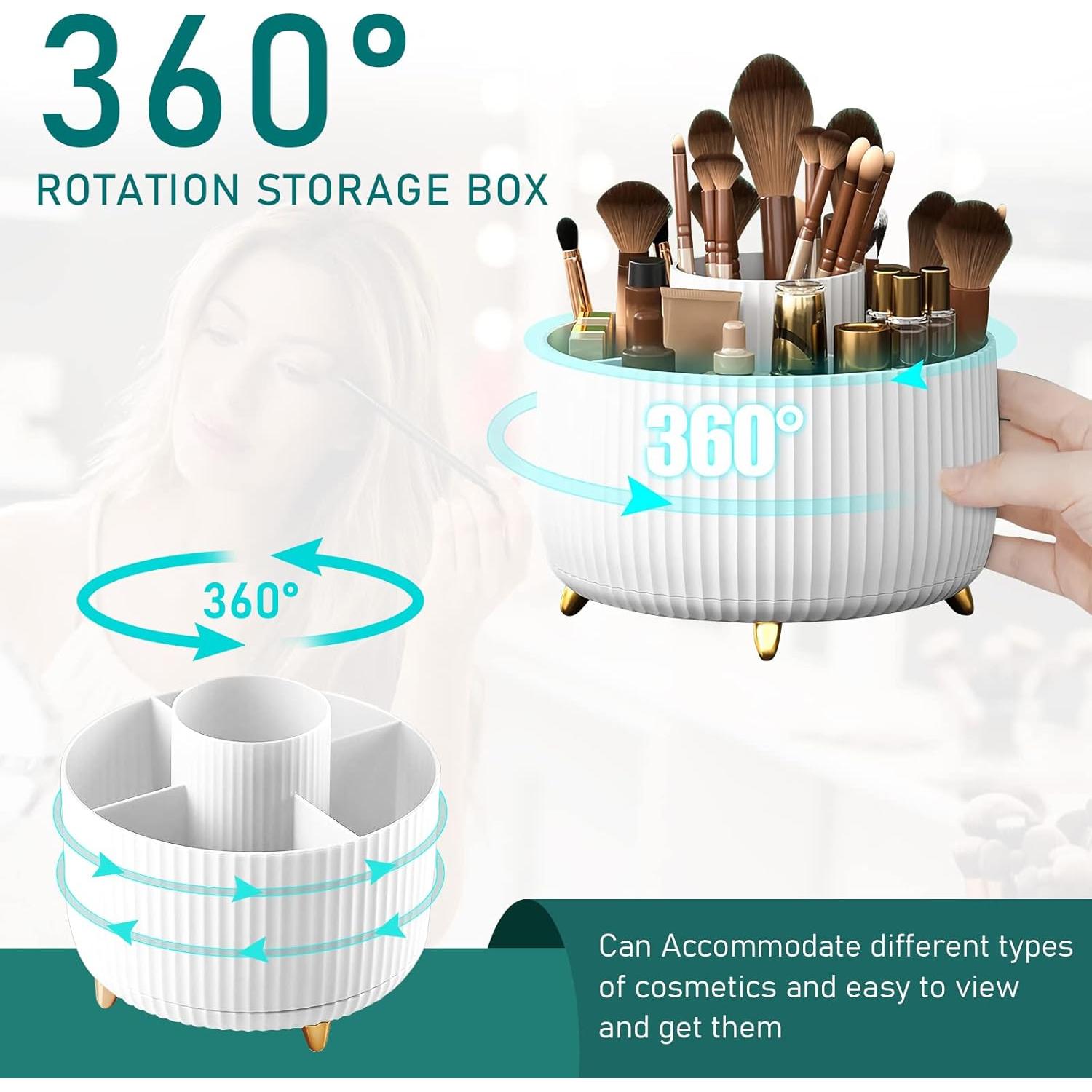 Organizador de Brochas de Maquillaje Rotatorio Diesisa Blanco 5 Compartimentos