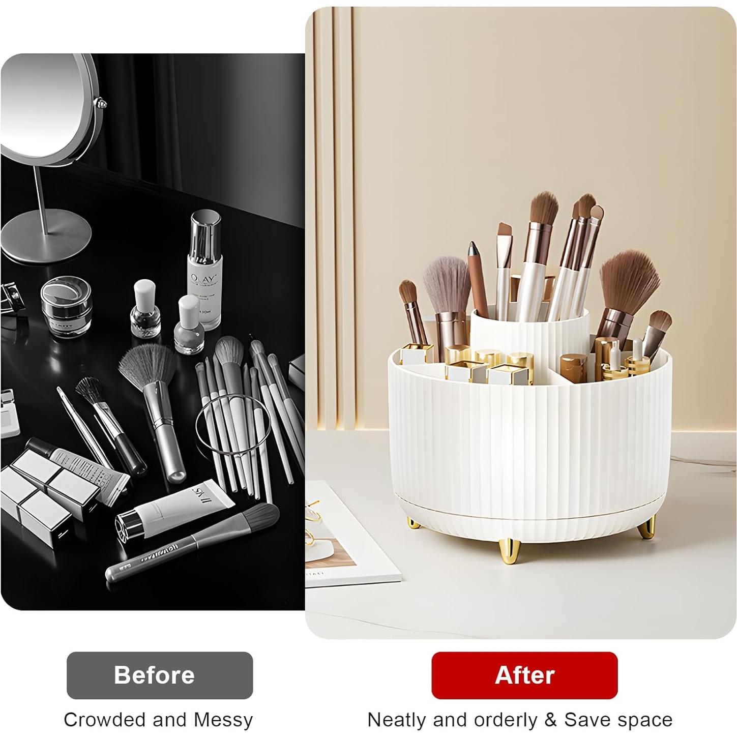 Organizador de Brochas de Maquillaje Rotatorio Diesisa Blanco 5 Compartimentos