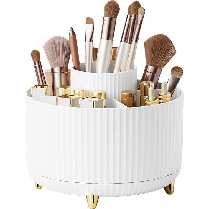 Organizador de Brochas de Maquillaje Rotatorio Diesisa Blanco 5 Compartimentos