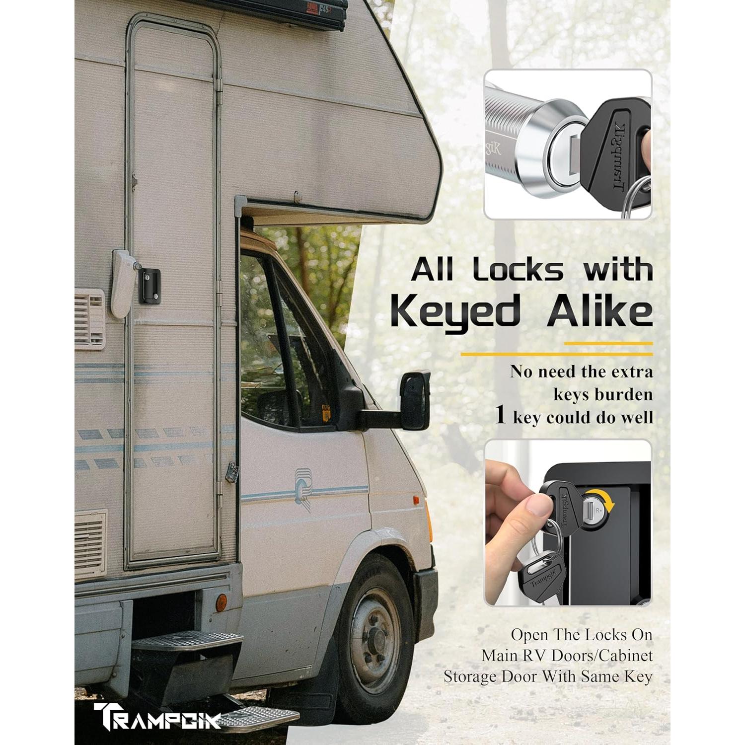 Juego de Cerraduras TrampgiK para Puertas de RV - 3 Piezas