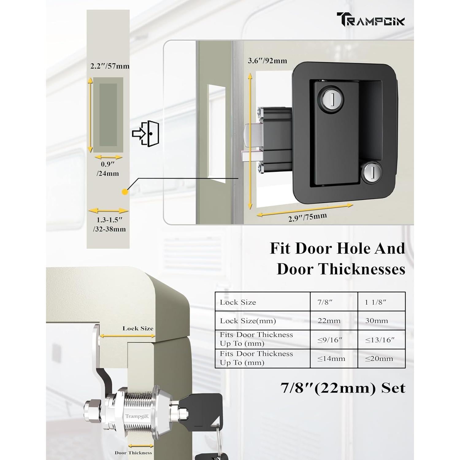 Juego de Cerraduras TrampgiK para Puertas de RV - 3 Piezas