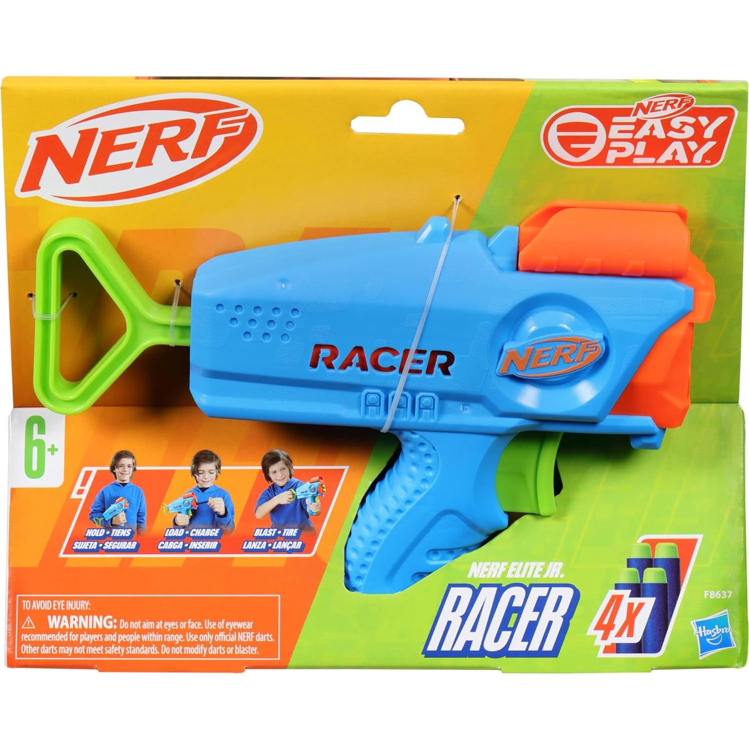 Nerf Elite Junior Racer Blaster 4 Dardos para Niños 6+