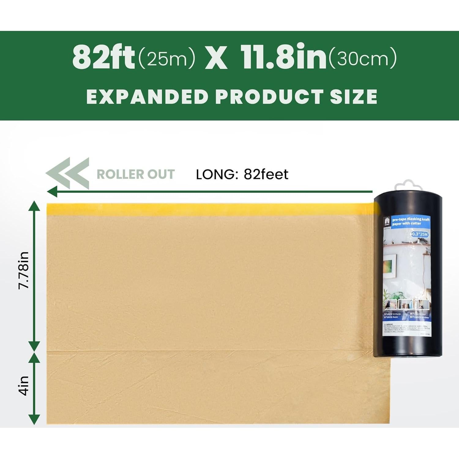 Papel de Enmascarar Pre-Cinta Voomey 300mm x 25m con Dispensador