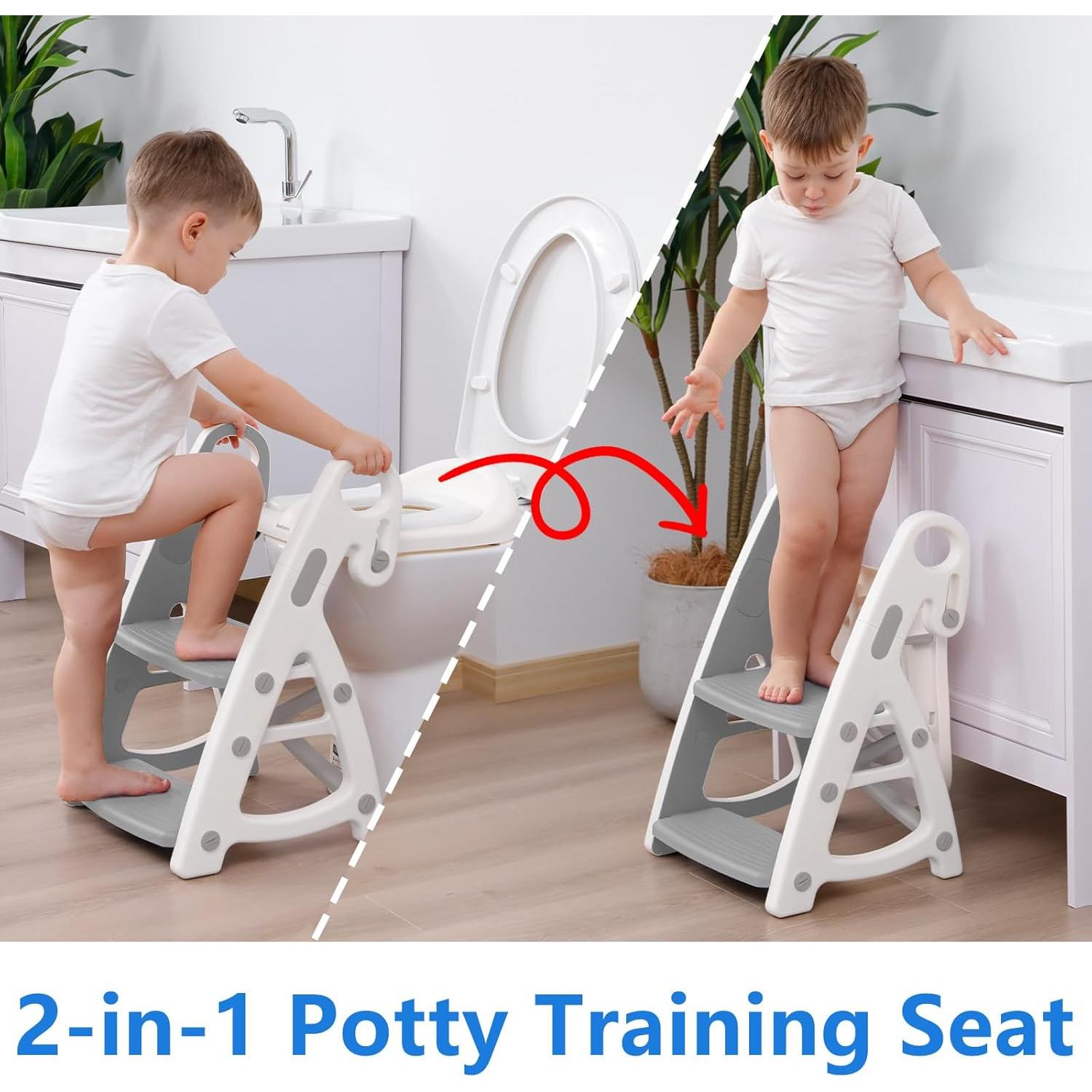 Asiento de Entrenamiento para Baño Beavtaens Gris 2 en 1