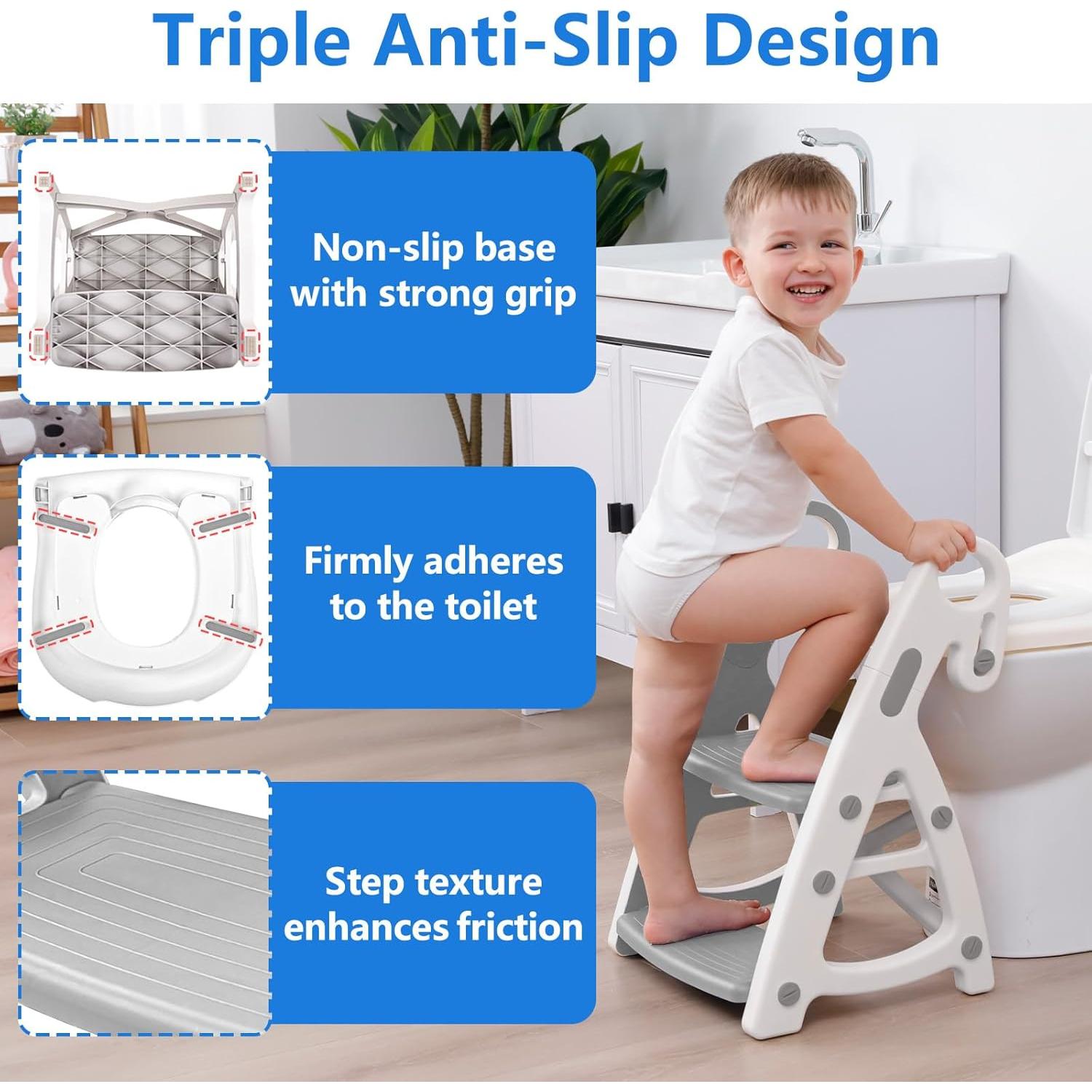 Asiento de Entrenamiento para Baño Beavtaens Gris 2 en 1