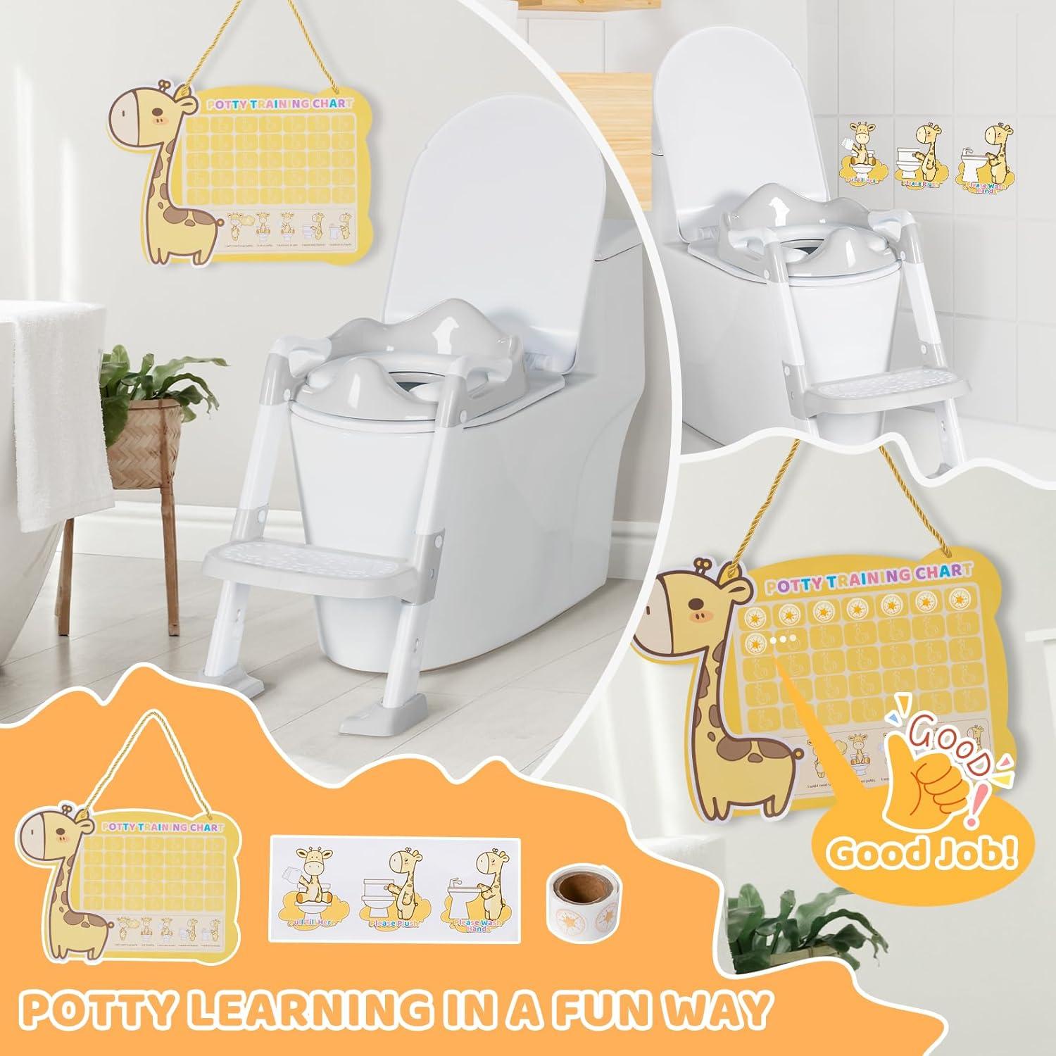 Asiento de Entrenamiento para Baño OHKIDS Gris Claro