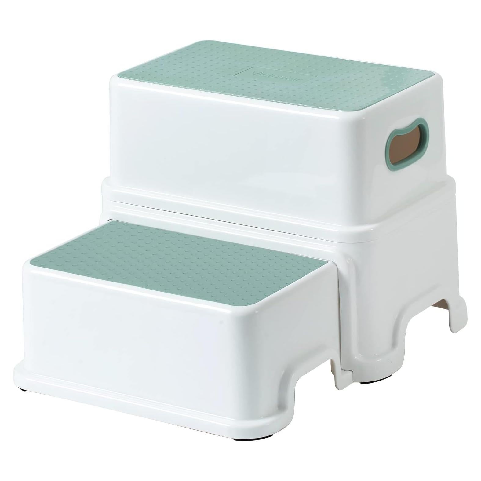 Escalera de 2 Pasos Victostar Antideslizante Verde-Blanco