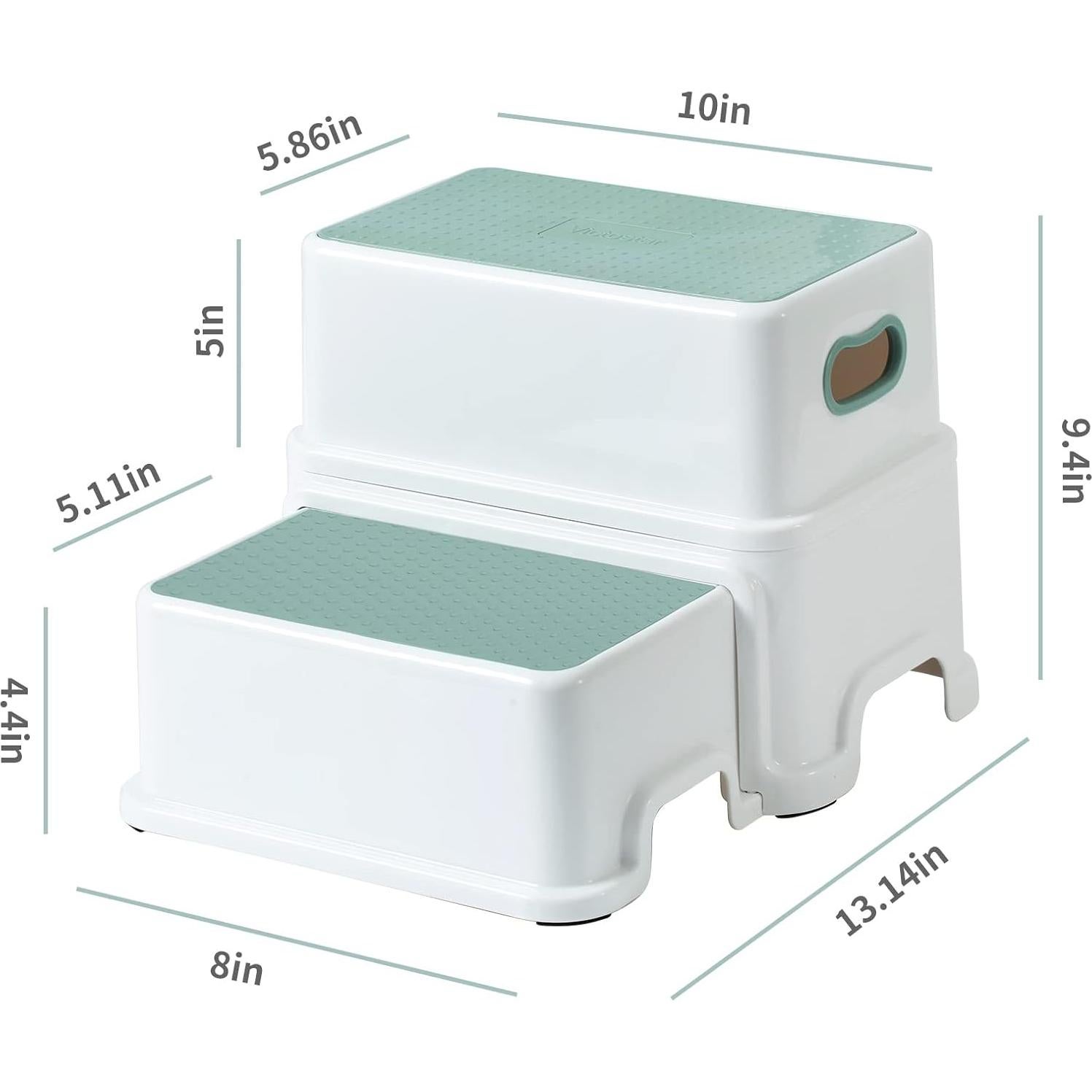 Escalera de 2 Pasos Victostar Antideslizante Verde-Blanco
